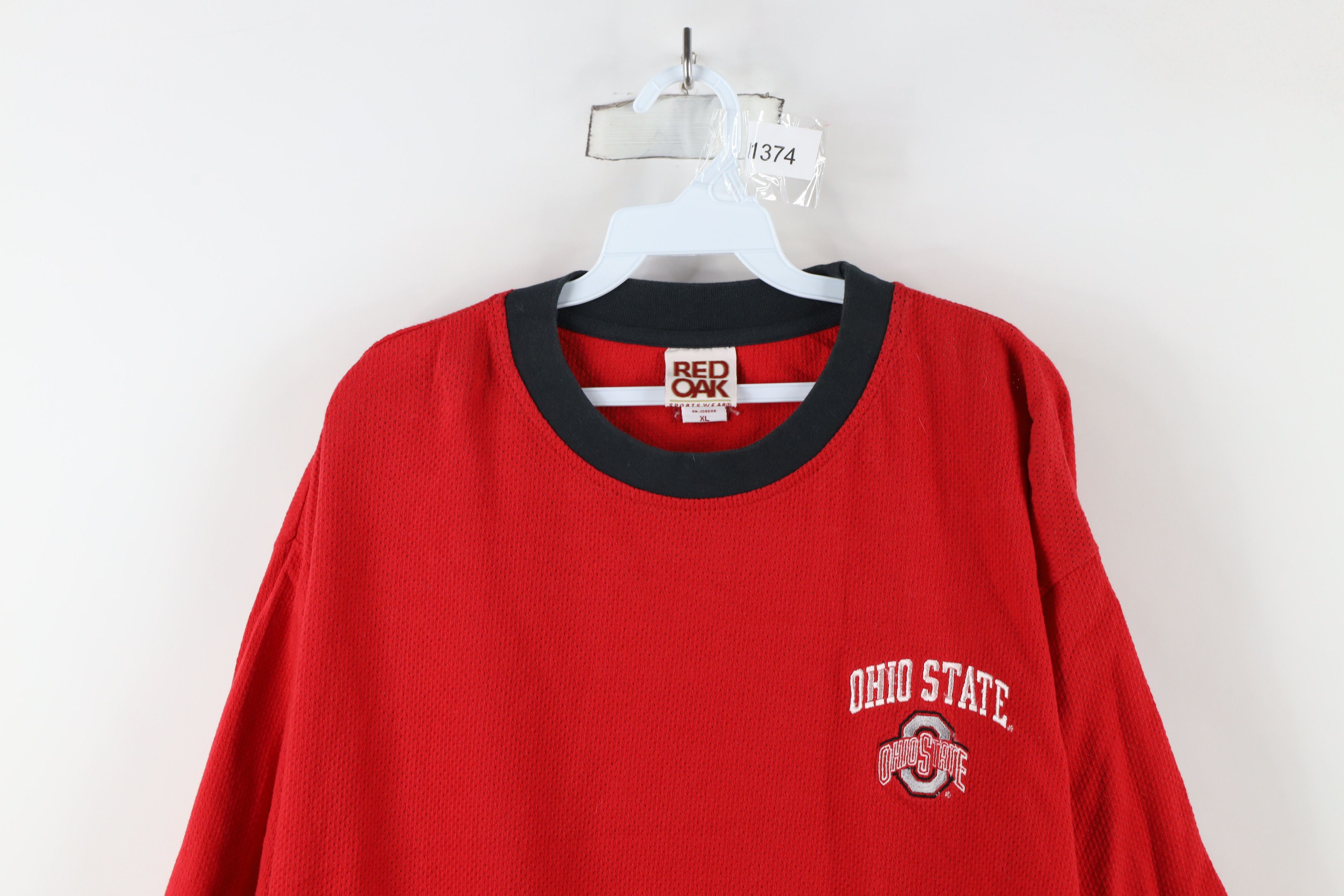 Vintage Vintage 90s Spell Out Ohio State University Mesh T-Shirt Red Size US XL / EU 56 / 4 - 2 Thumbnail