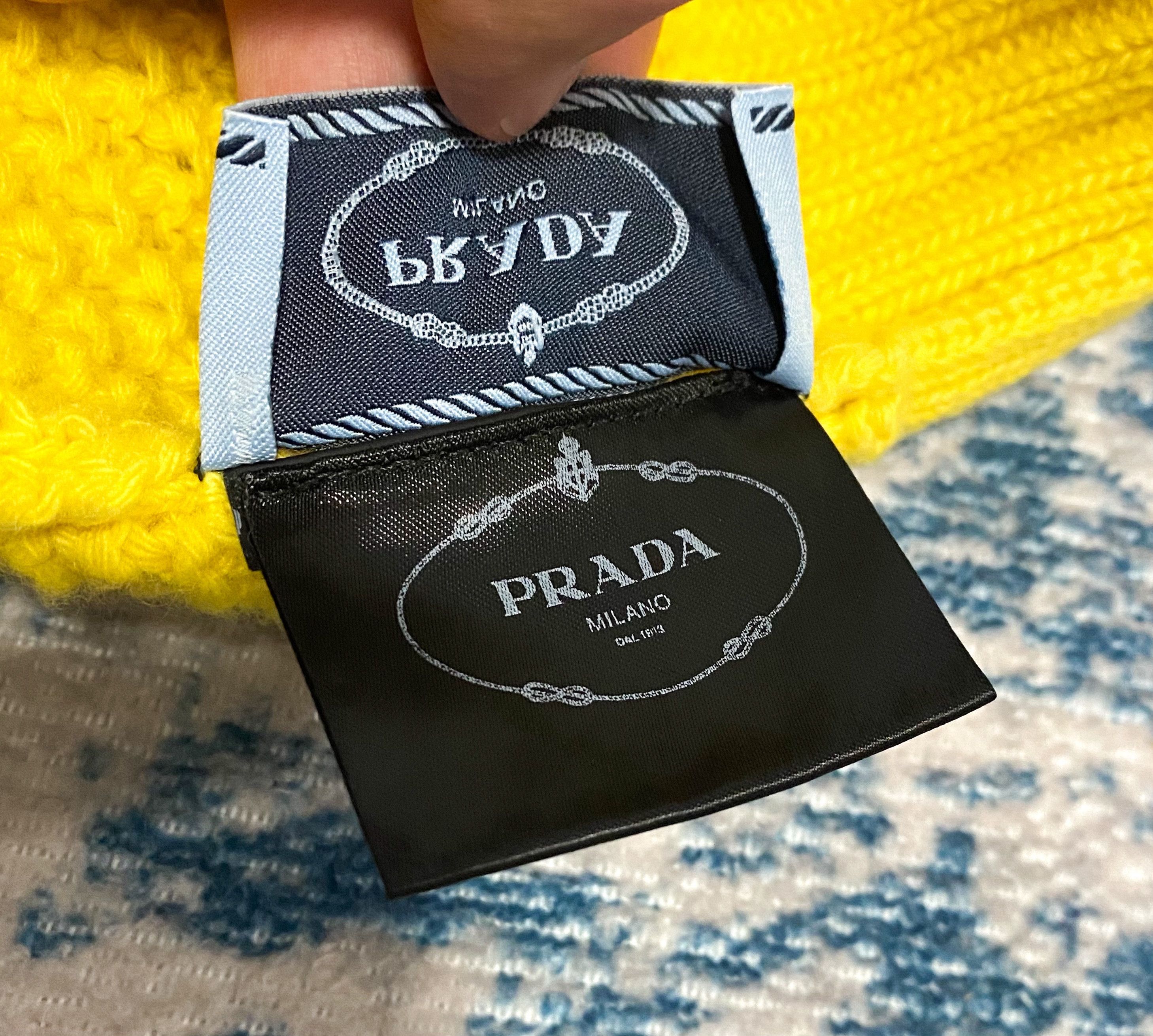 Prada Prada 70% Virgin Wool 30% Cashmere Rib Tall Knit Beanie Hat Size ONE SIZE - 9 Thumbnail