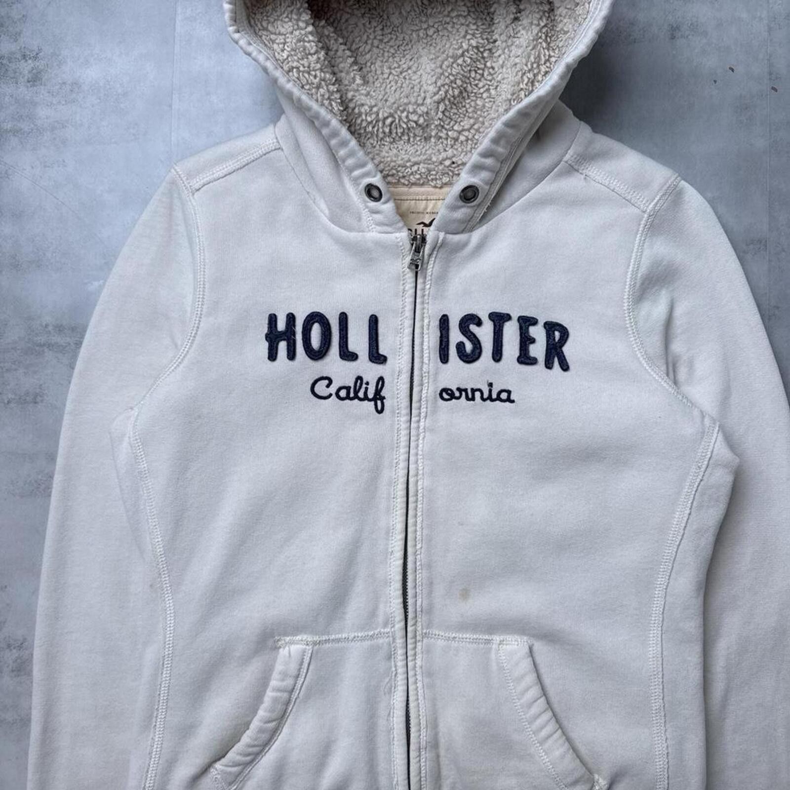 Other Y2K Hollister 00s Sherpa White Zip Up Jacket Size M / US 6-8 / IT 42-44 - 2 Thumbnail