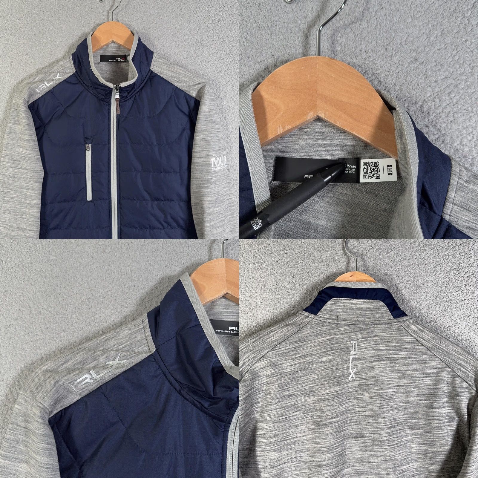 Polo Ralph Lauren RLX Ralph Lauren Tour Championship Jacket Mens M Golf Mockneck Quilted Front Zip Pockets Breathing Lightweight Navy Blue Colorblock Size US M / EU 48-50 / 2 - 9 Thumbnail