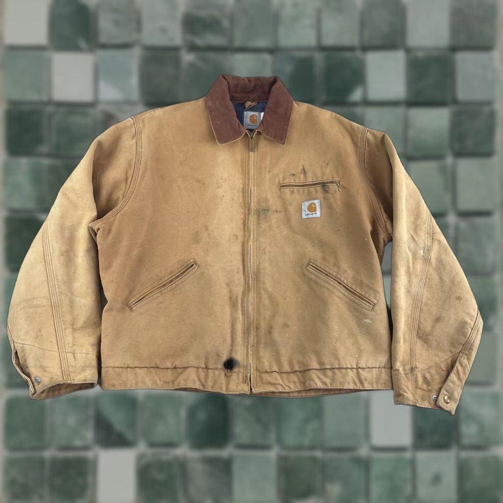 Carhartt VINTAGE Carhartt Detroit Jacket 46 Tan Beige Cotton Canvas Bomber Jacket Mens 90s Outdoor USA Bedouin? Size US S / EU 44-46 / 1 - 1 Thumbnail
