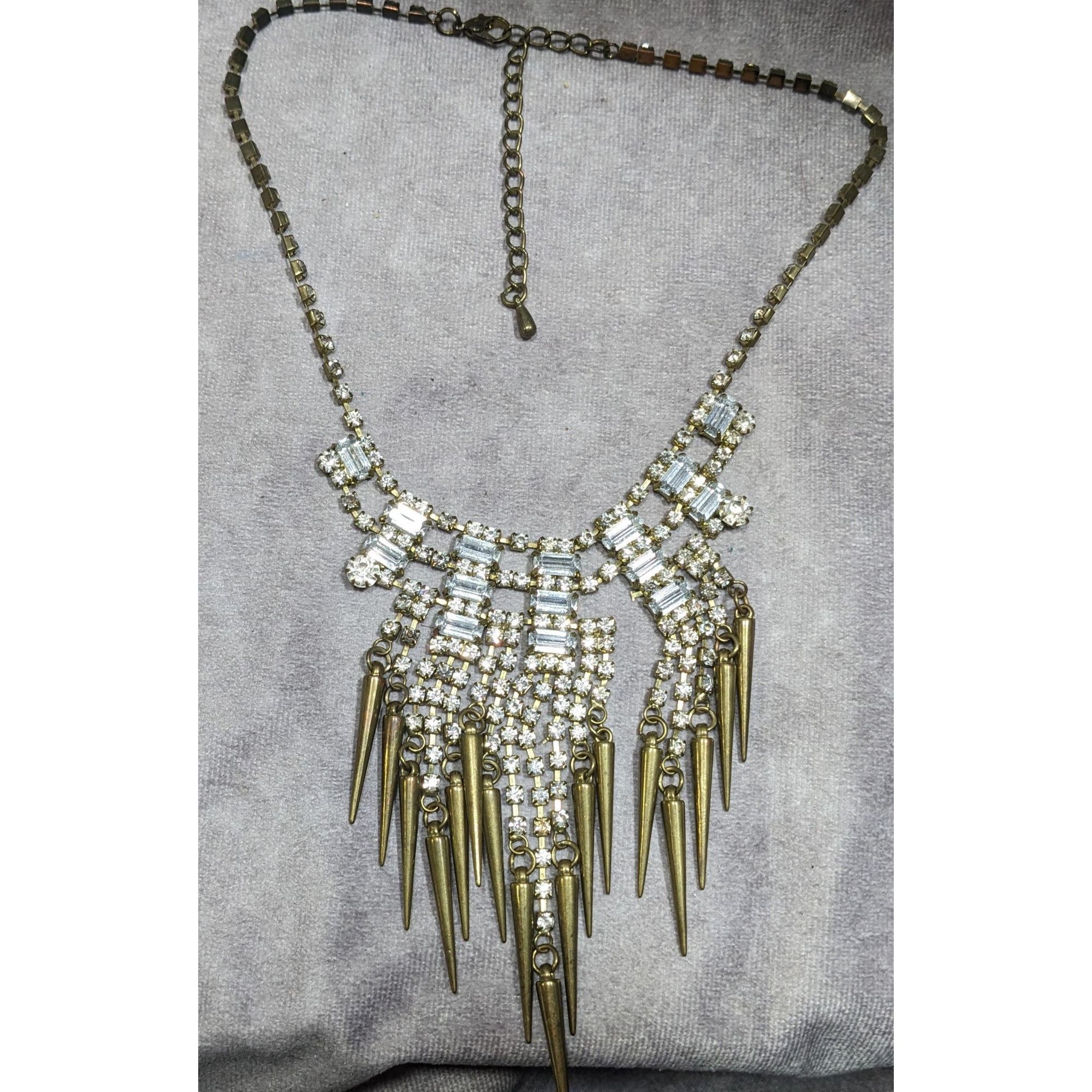 Other Industrial Glam Rhinestone Gold Tone Statement Necklace Size ONE SIZE - 8 Thumbnail