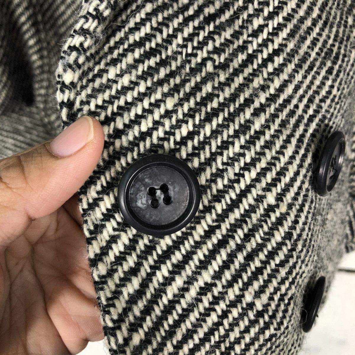 Japanese Brand 🔥VINTAGE BIKER JACKET WOOL BUCKLE HERRINGBONE ISSEY MIYAKE Size US M / EU 48-50 / 2 - 16 Thumbnail