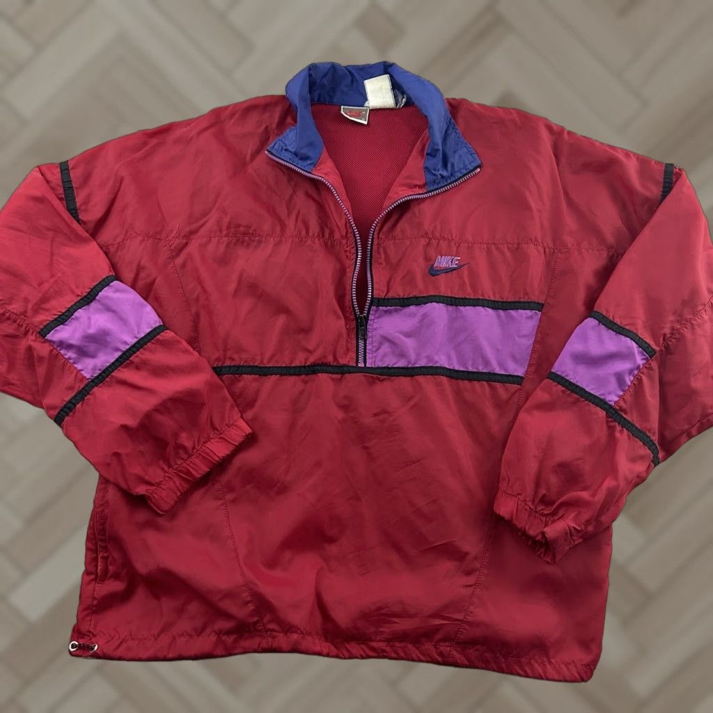Nike VINTAGE Nike 1/2 Zip Pullover Windbreaker Jacket Men Small Red Nike Windbreaker 1/2 Zip Mens Small Red Size US S / EU 44-46 / 1 - 1 Thumbnail