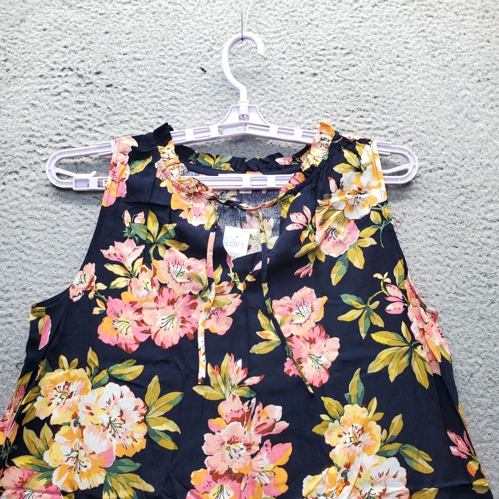 Loft LOFT Womens Size S Multicolor Floral A-Line Dress Sleeveless Ruffle Tie Front Crew Neck Summer Dept: Women Size S / US 4 / IT 40 - 5 Thumbnail