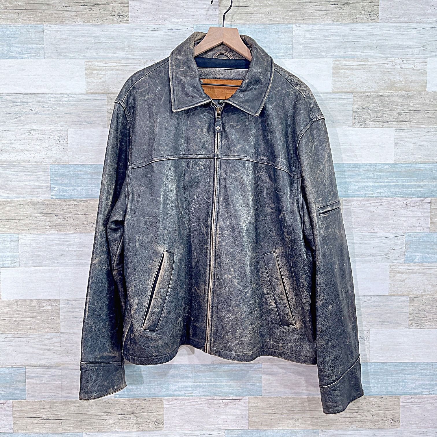 Timberland × Vintage Timberland 100% Cowhide Leather Distressed Jacket Mens XL Size US XL / EU 56 / 4 - 1 Thumbnail