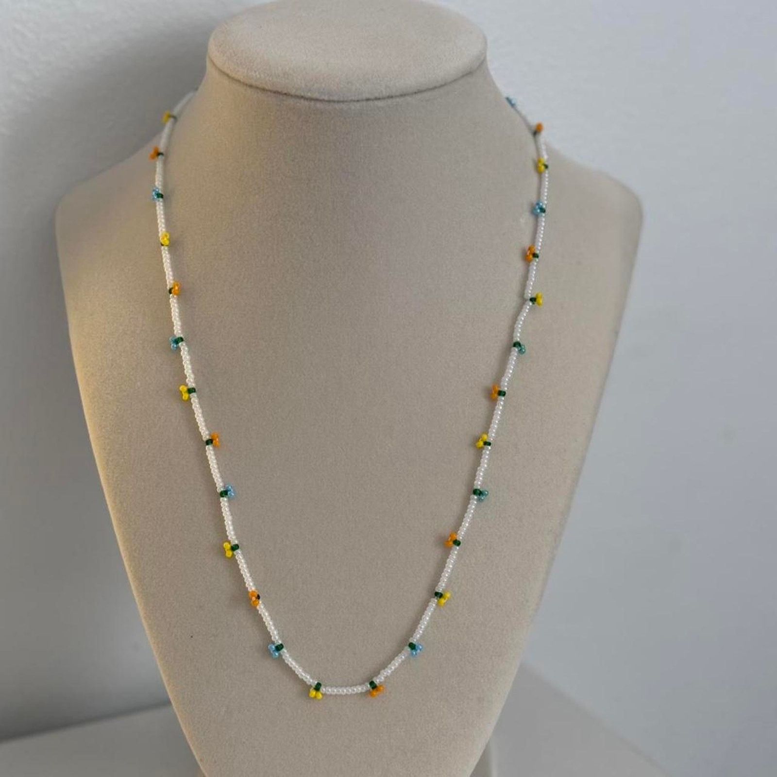 Other White Beaded Necklace Multi Color Handmade Unique Jewelry Size ONE SIZE - 1 Thumbnail
