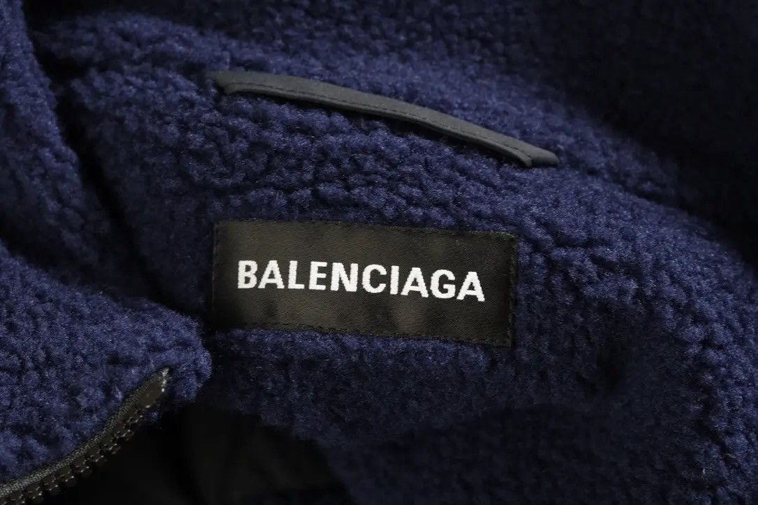 Balenciaga Balenciaga Navy Sherpa 1/2-Zip Jacket Size US L / EU 52-54 / 3 - 8 Thumbnail