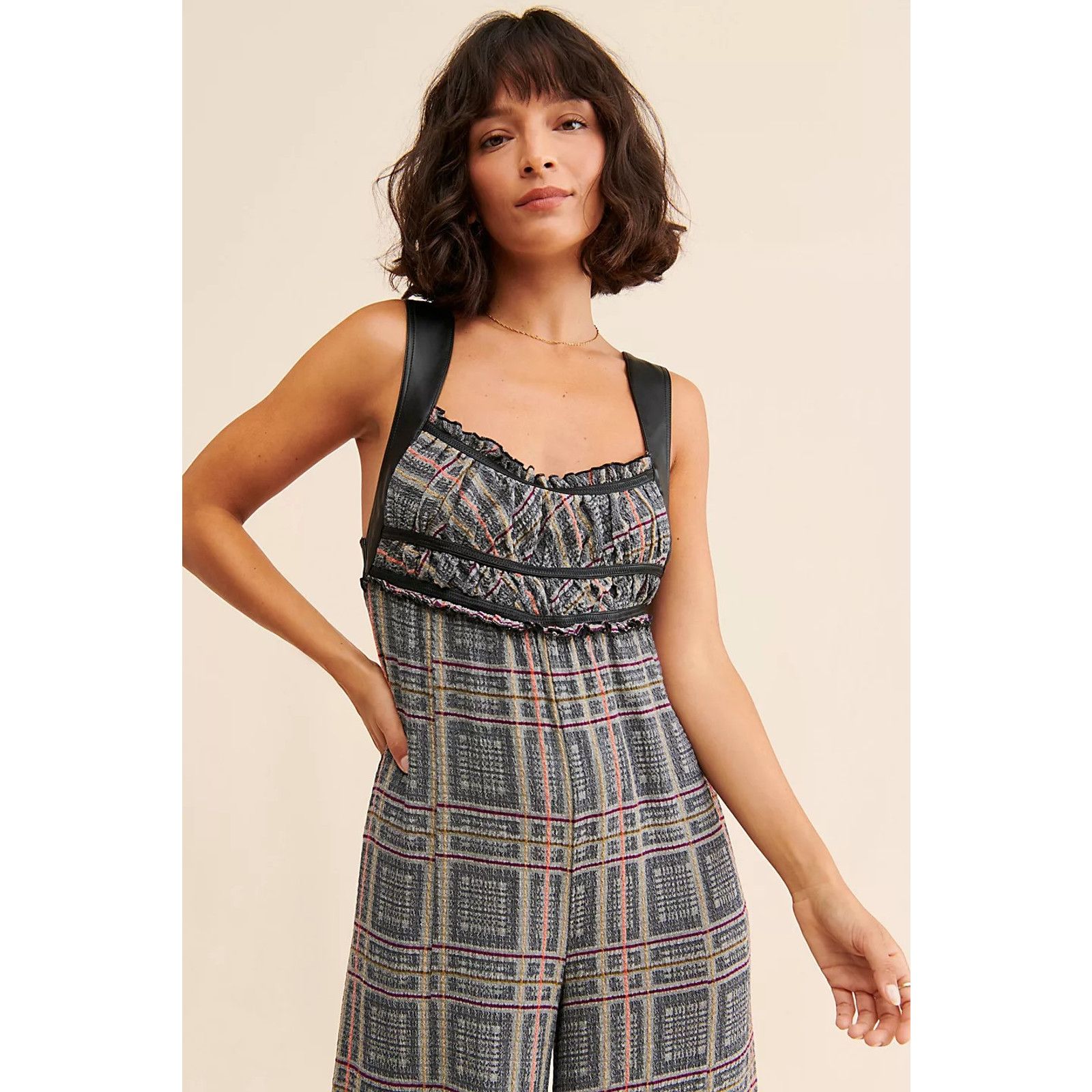 Free People New Free People Marley Plaid One-Piece Jumpsuit $188 X-SMALL Size 26" / US 2 / IT 38 - 3 Thumbnail