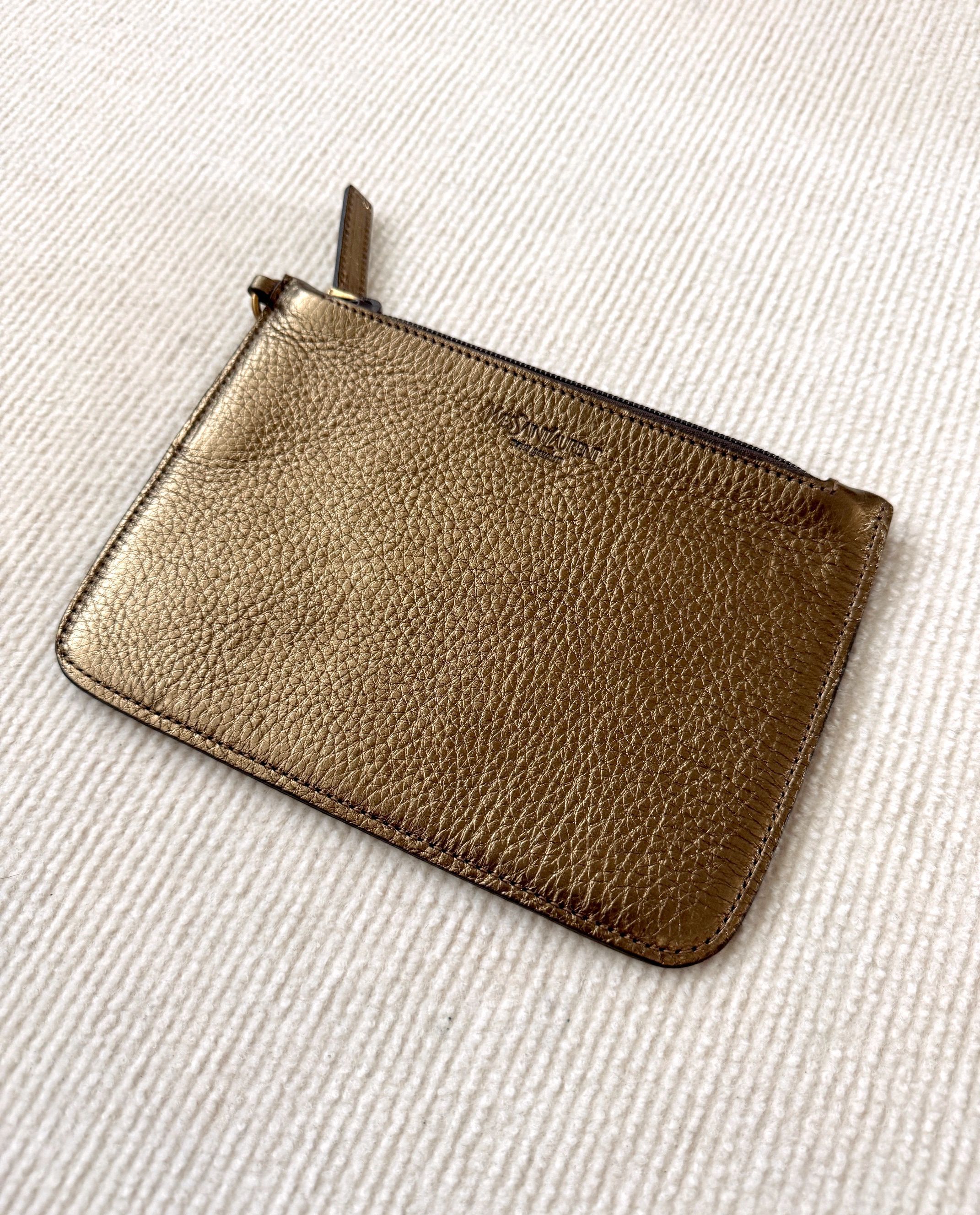Yves Saint Laurent Yves Saint Laurent YSL Unisex Gold Leather Pouch Case Size ONE SIZE - 1 Thumbnail
