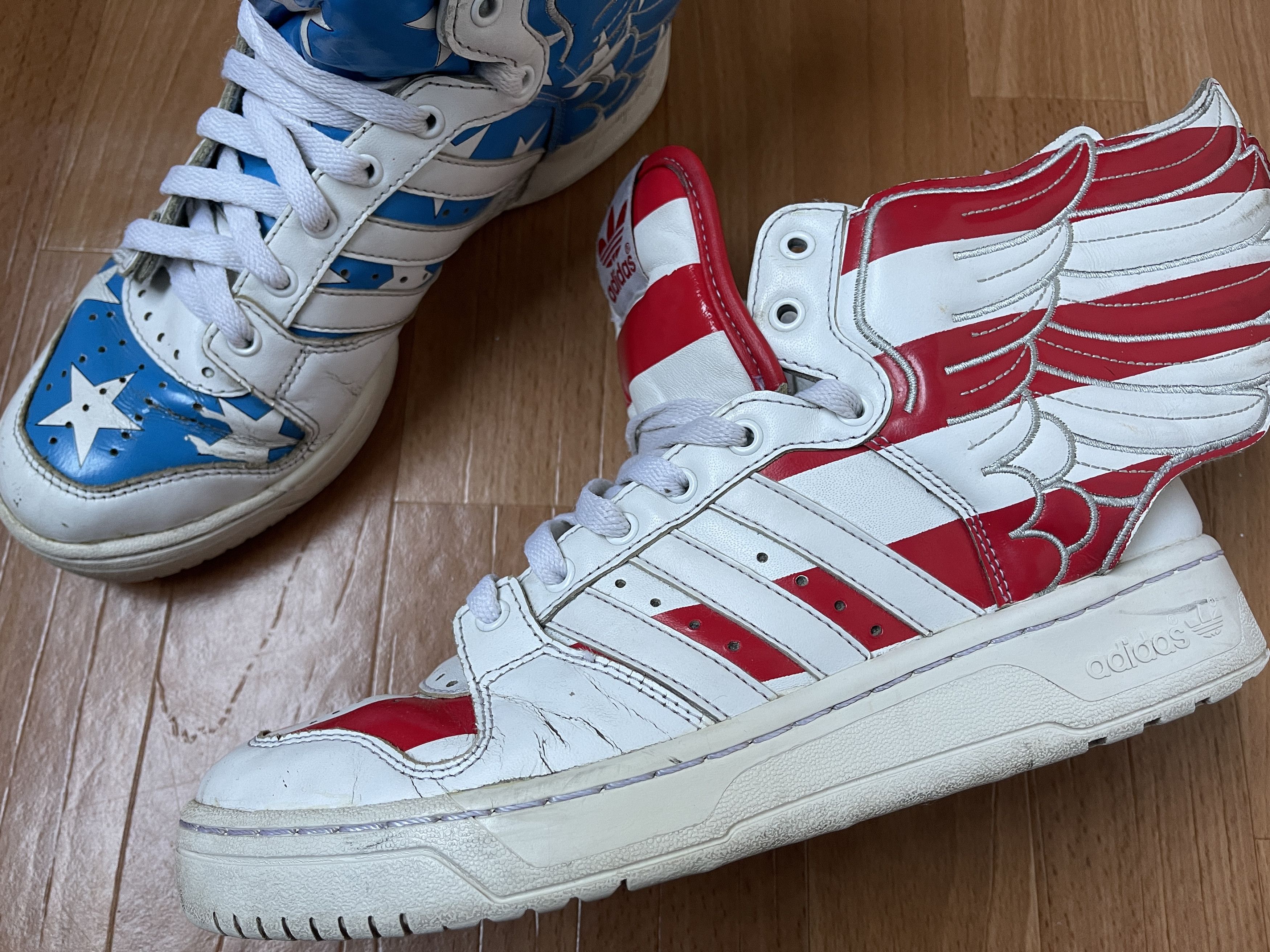 Adidas × Jeremy Scott Adidas Jeremy Scott Wings 2.0 FLAG Stars and Stripes V24619 Size US 7.5 / EU 40-41 - 15 Thumbnail