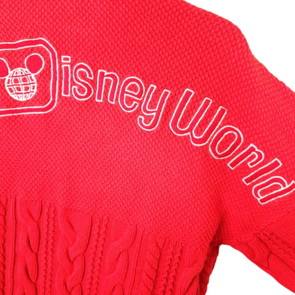 Disney Walt Disney World Cable Knit Sweater Mens XS Red Spirit Jersey Jumper Size US XS / EU 42 / 0 - 5 Thumbnail