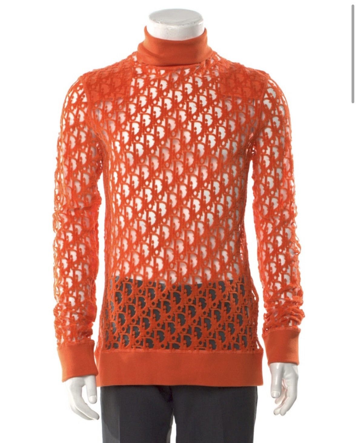 Dior Dior Men Sheer Oblique Jacquard Sheer Turtleneck Size US L / EU 52-54 / 3 - 1 Thumbnail