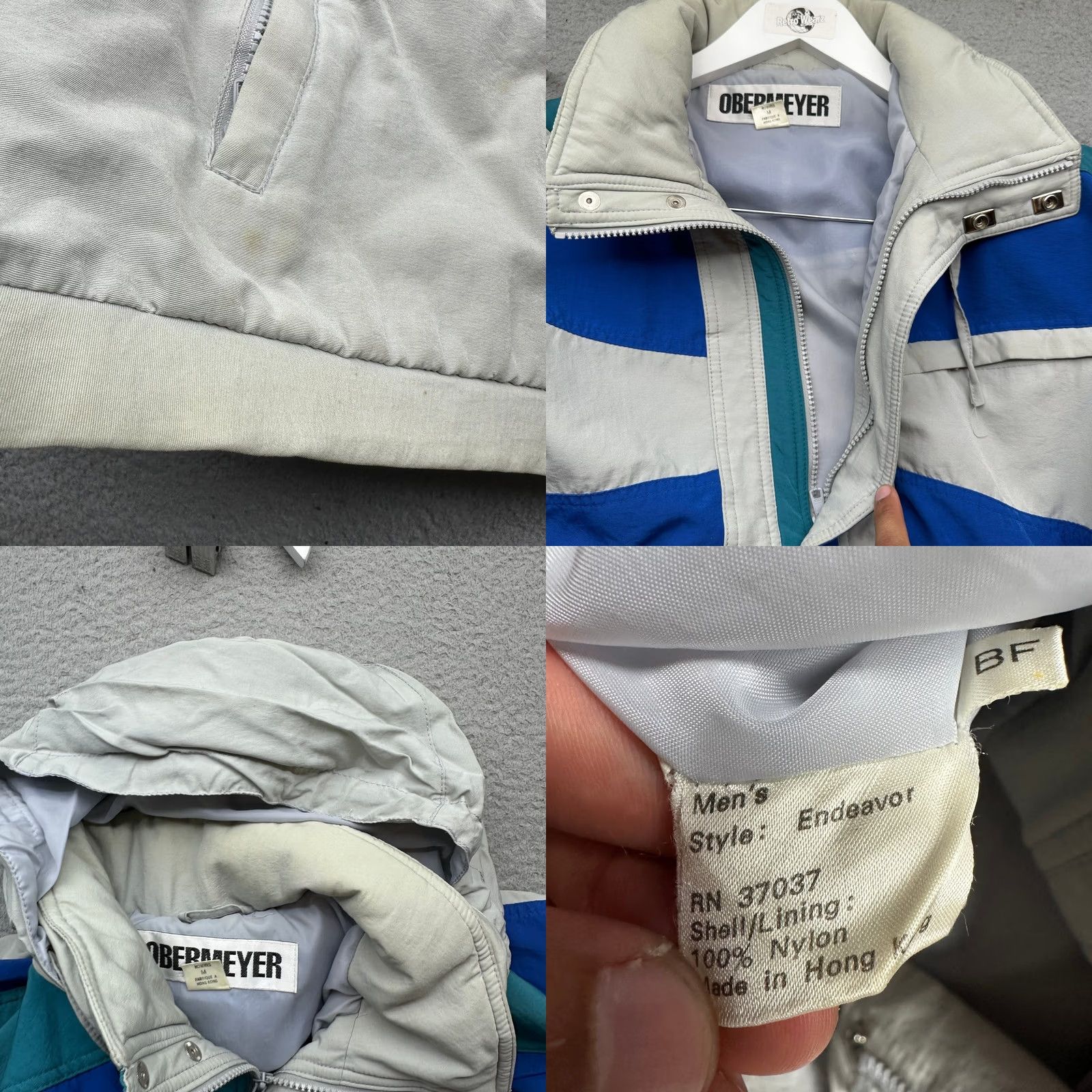 Obermeyer VINTAGE Obermeyer Windbreaker Jacket 90s Men Medium Hooded 1/2 Zip Anorak Blue Nylon Long Sleeve Pockets Jersey? Size US L / EU 52-54 / 3 - 9 Thumbnail