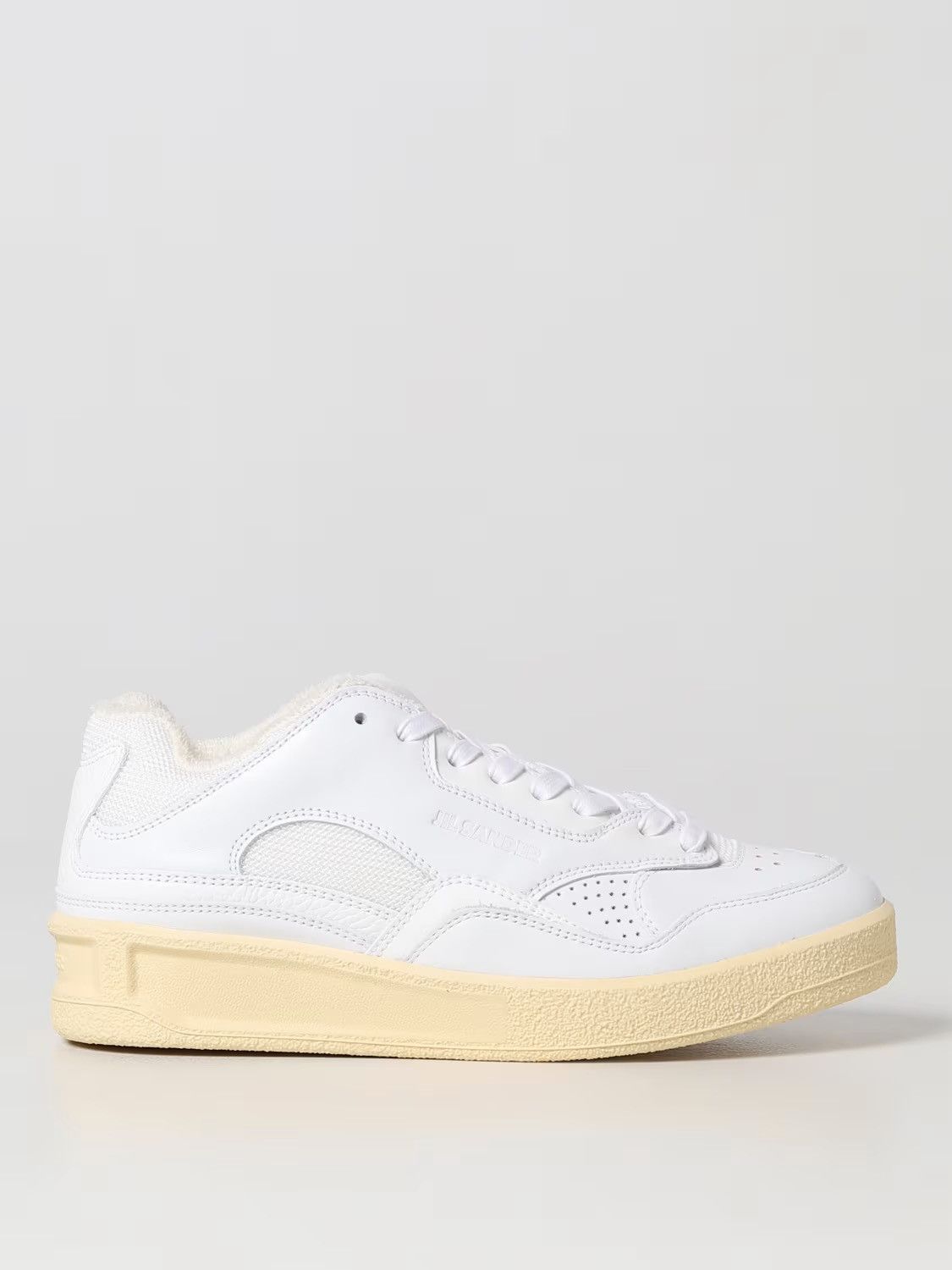 image of Jil Sander Low Top Classic Logo Sneakers in White, Men's (Size 8)
