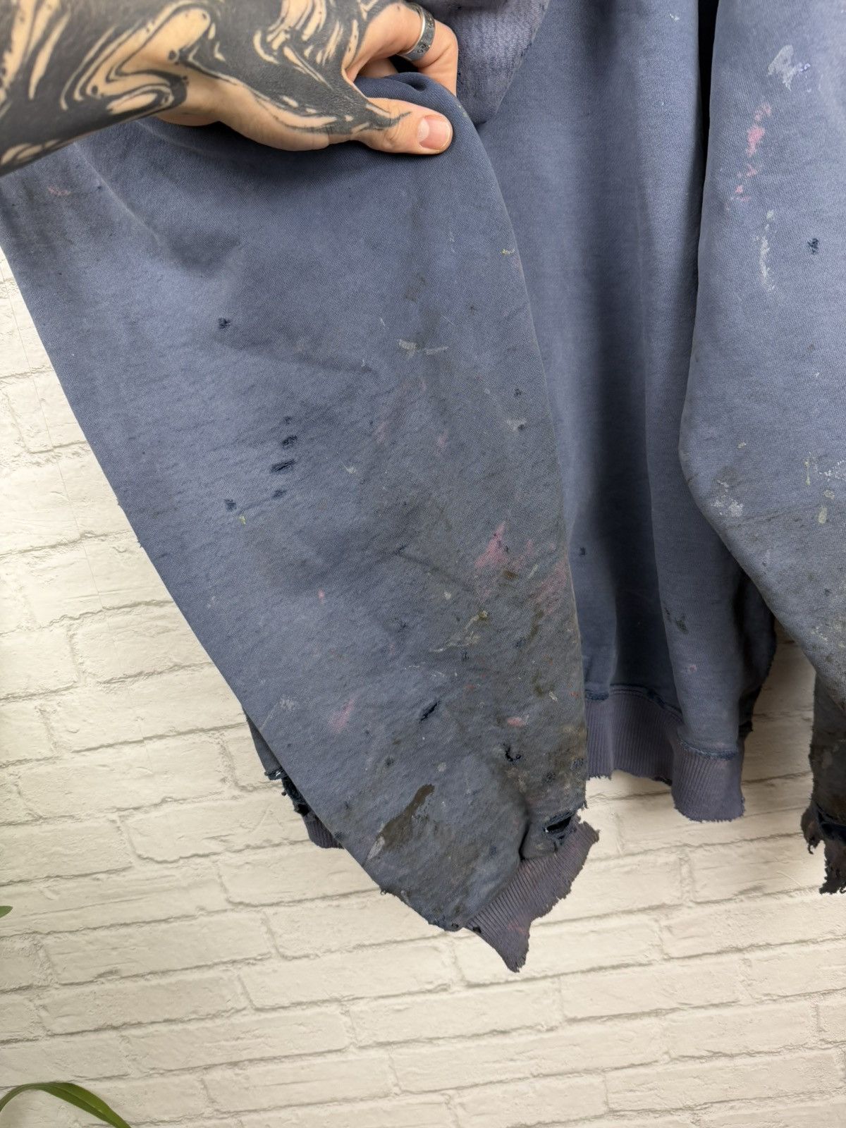 Champion (XL) APOCALYPTIC THRASHED OUT Faded Blue Champion Hoodie Size US XL / EU 56 / 4 - 21 Thumbnail