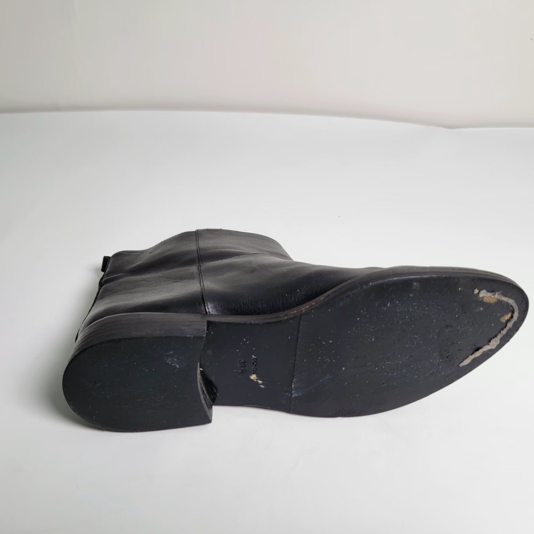 Vintage Theyskens’ Theory Black Boots Ankle Flat Boot Mid-Calf Leather Non-Slip Italy 8M Womens Fall Winter EU 38.5 Casual Shoes Size US 8 / IT 38 - 6 Thumbnail
