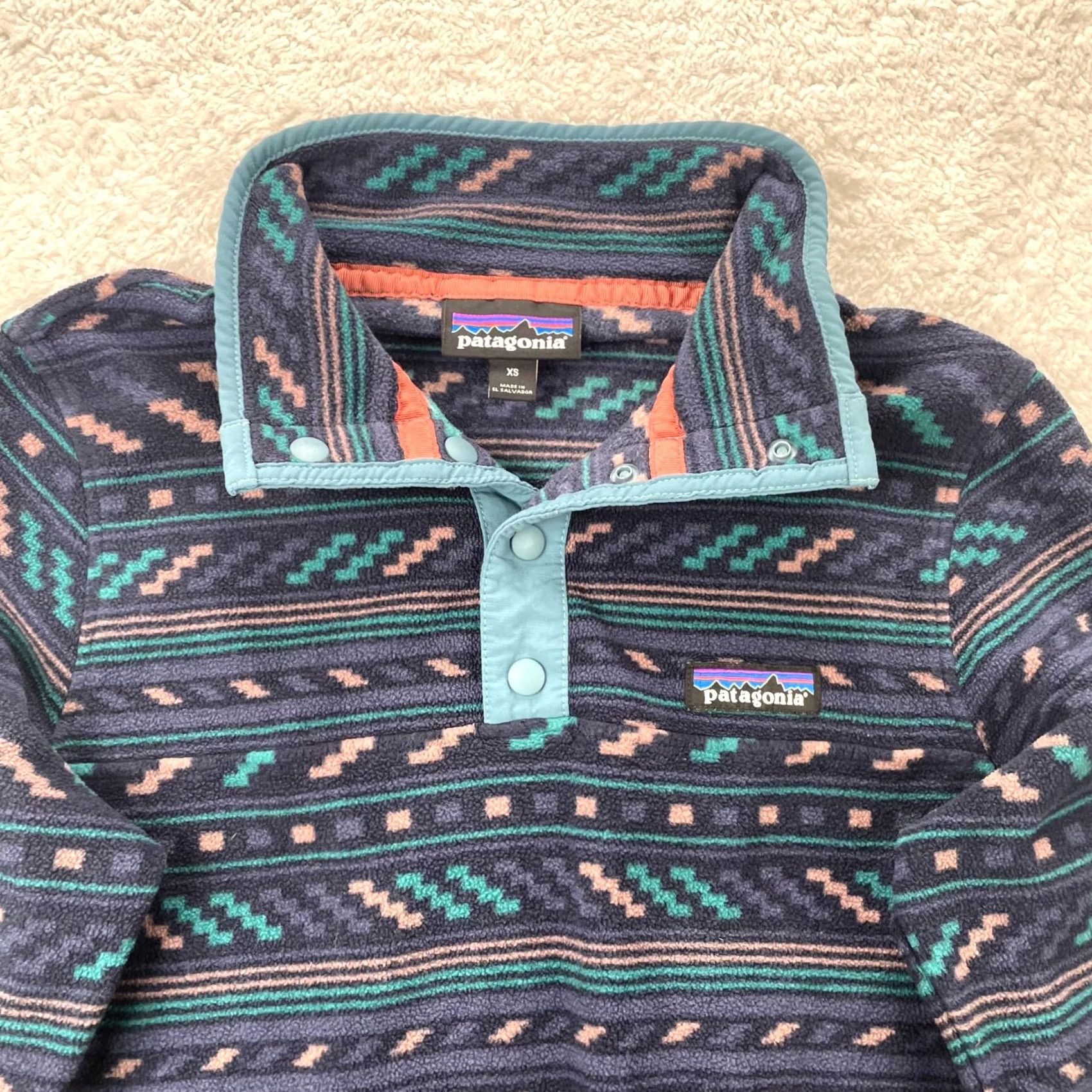 Patagonia VINTAGE Patagonia Fleece Womens XS Blue Aztec Geometric Snap T Sweater Size XS / US 0-2 / IT 36-38 - 3 Thumbnail