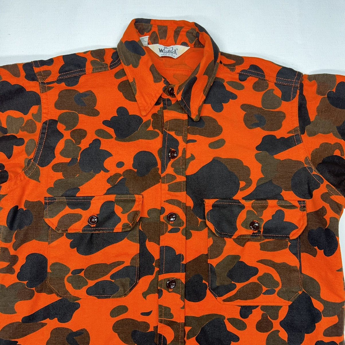 Vintage × Woolrich Woolen Mills VTG Woolrich Shirt Orange Duck Camo Flannel Button Up Size US M / EU 48-50 / 2 - 3 Thumbnail
