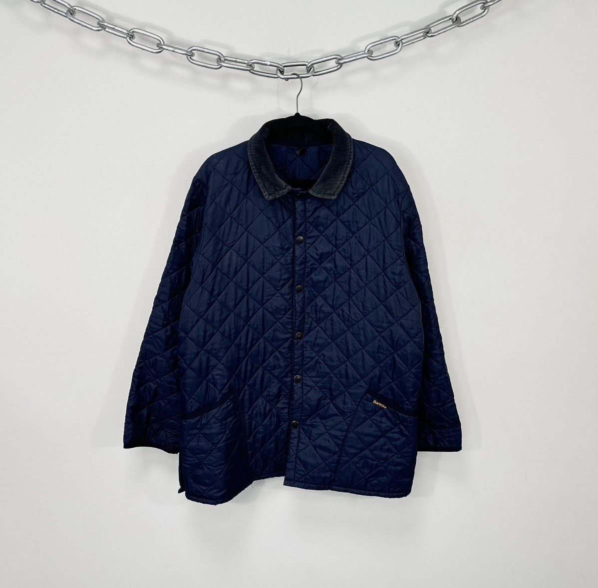Barbour Vintage Liddesdale Navy Blue Hunting Quilted Jacket