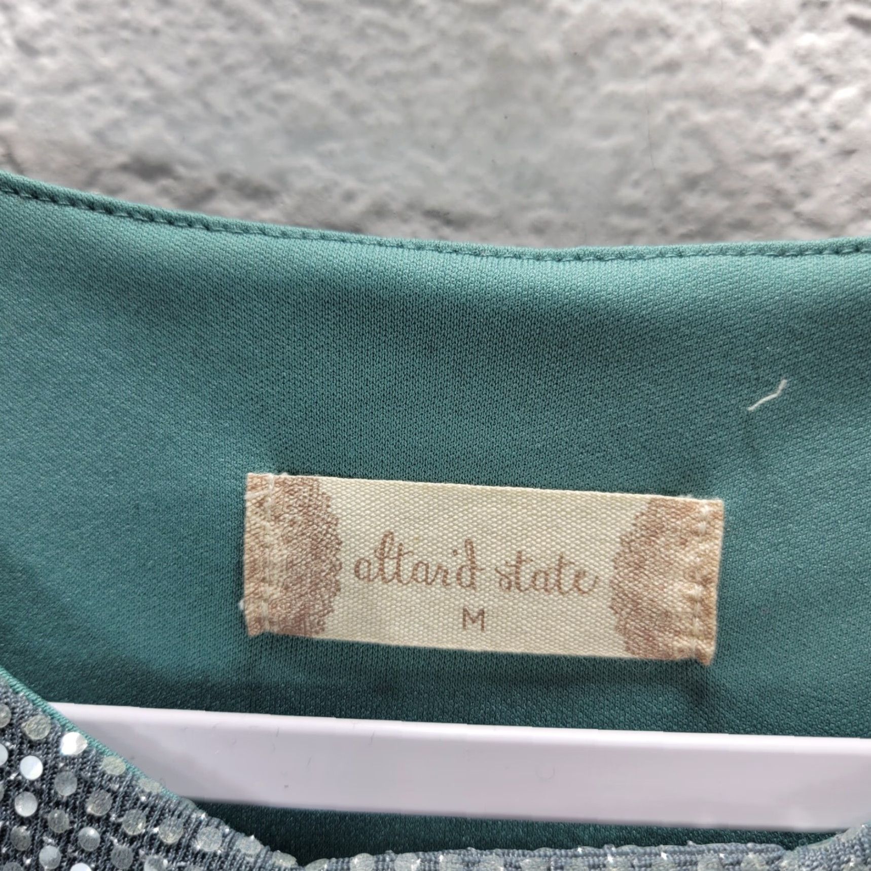 Vintage Altar'd State Womens Tank Dress Sleeveless Faux Wrap Knee Length Green/Silver Shimmer M Size M / US 6-8 / IT 42-44 - 6 Thumbnail
