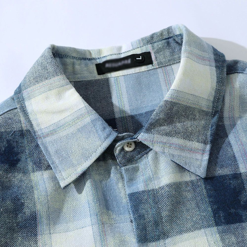 Vintage American irregular plaid distressed plaid long-sleeved shirt Size US M / EU 48-50 / 2 - 3 Thumbnail
