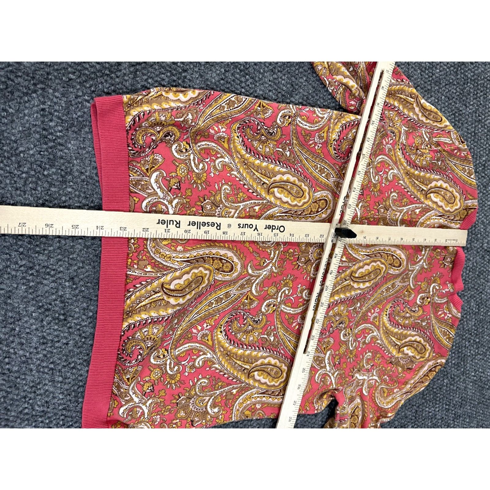 Talbots Talbots Cardigan Womens Large Pink Paisley Button Front Long Sleeve Lightweight Crew Neck Knit Cotton Regular Fit Size L / US 10 / IT 46 - 7 Thumbnail