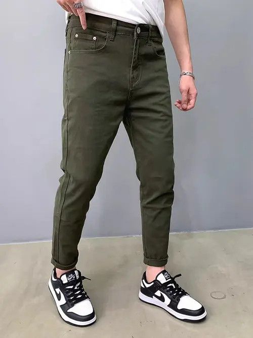 Japanese Brand Hayase x Kamon Army Green Simple Casual Slim Fit Jeans Size US 32 / EU 48 - 7 Thumbnail