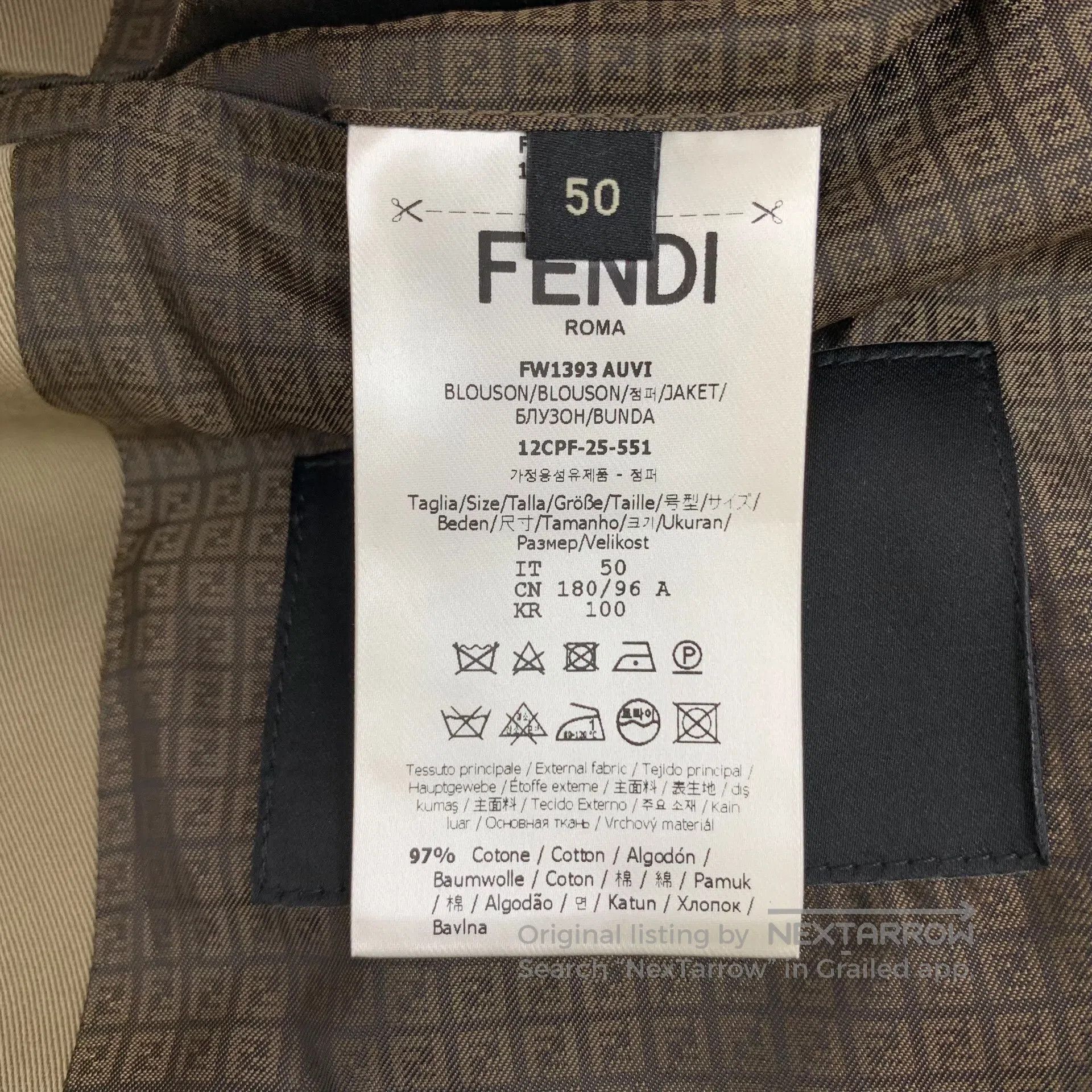 Fendi FENDI Khaki logo lapel cotton zipper jacket| Size US L / EU 52-54 / 3 - 7 Thumbnail
