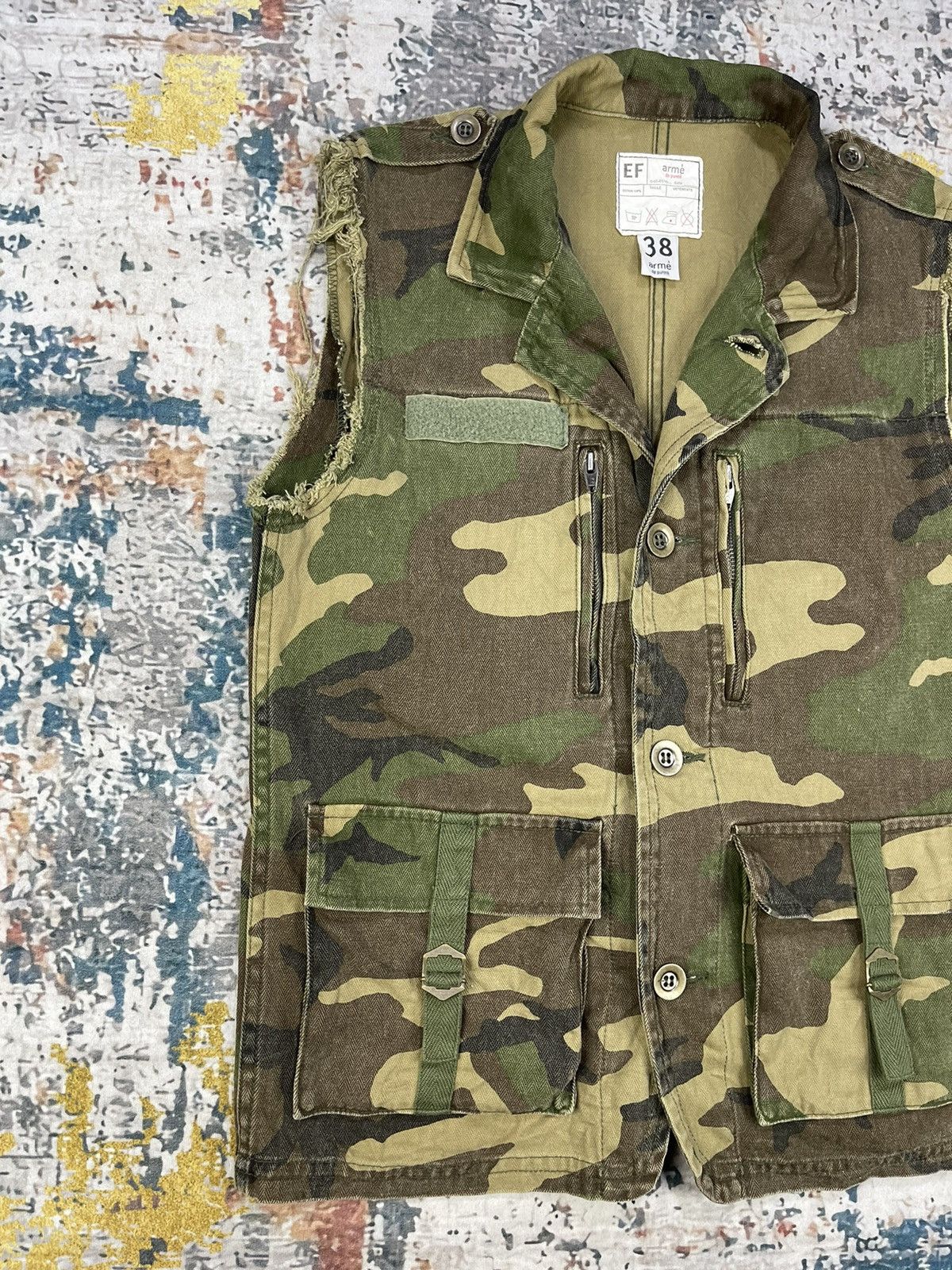 Vintage Arme De Purete Camo Harringbone Twill Survival Vest Size US S / EU 44-46 / 1 - 3 Thumbnail