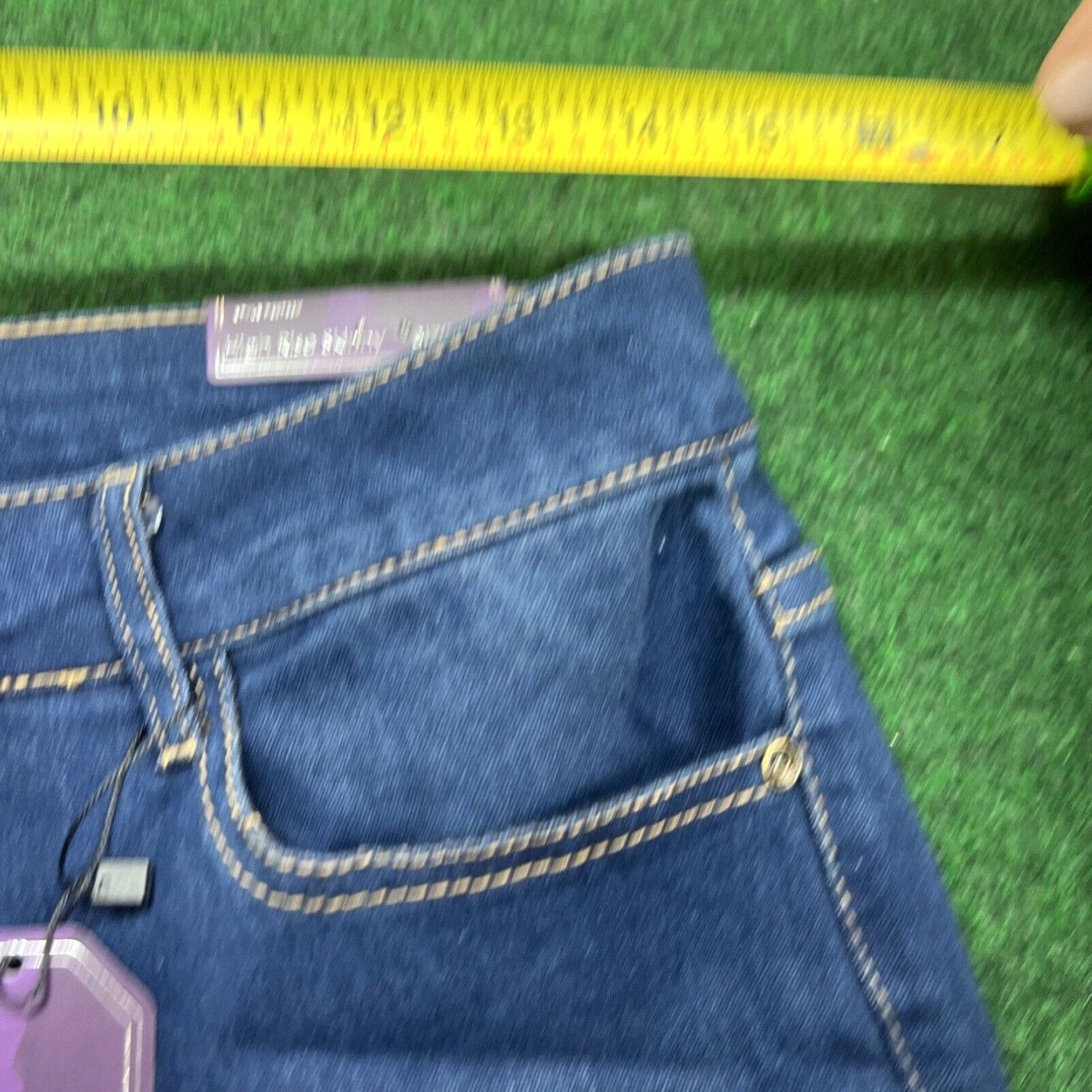 Other Woman’s Silver Crush Skinny Ankle High Rise Triple Button Blue Jeans Size 14w Size 36" / US 14 / IT 50 - 7 Thumbnail