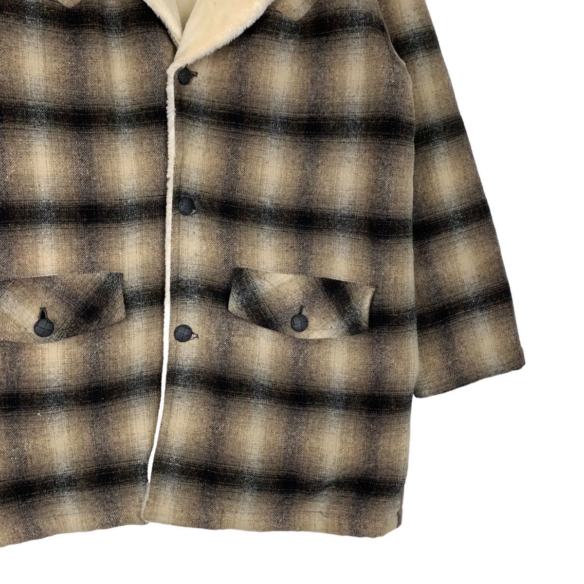 Japanese Brand JUNGLE STORM Shadow Plaid Sherpa Wool Jacket #1053-C47 Size US L / EU 52-54 / 3 - 4 Thumbnail