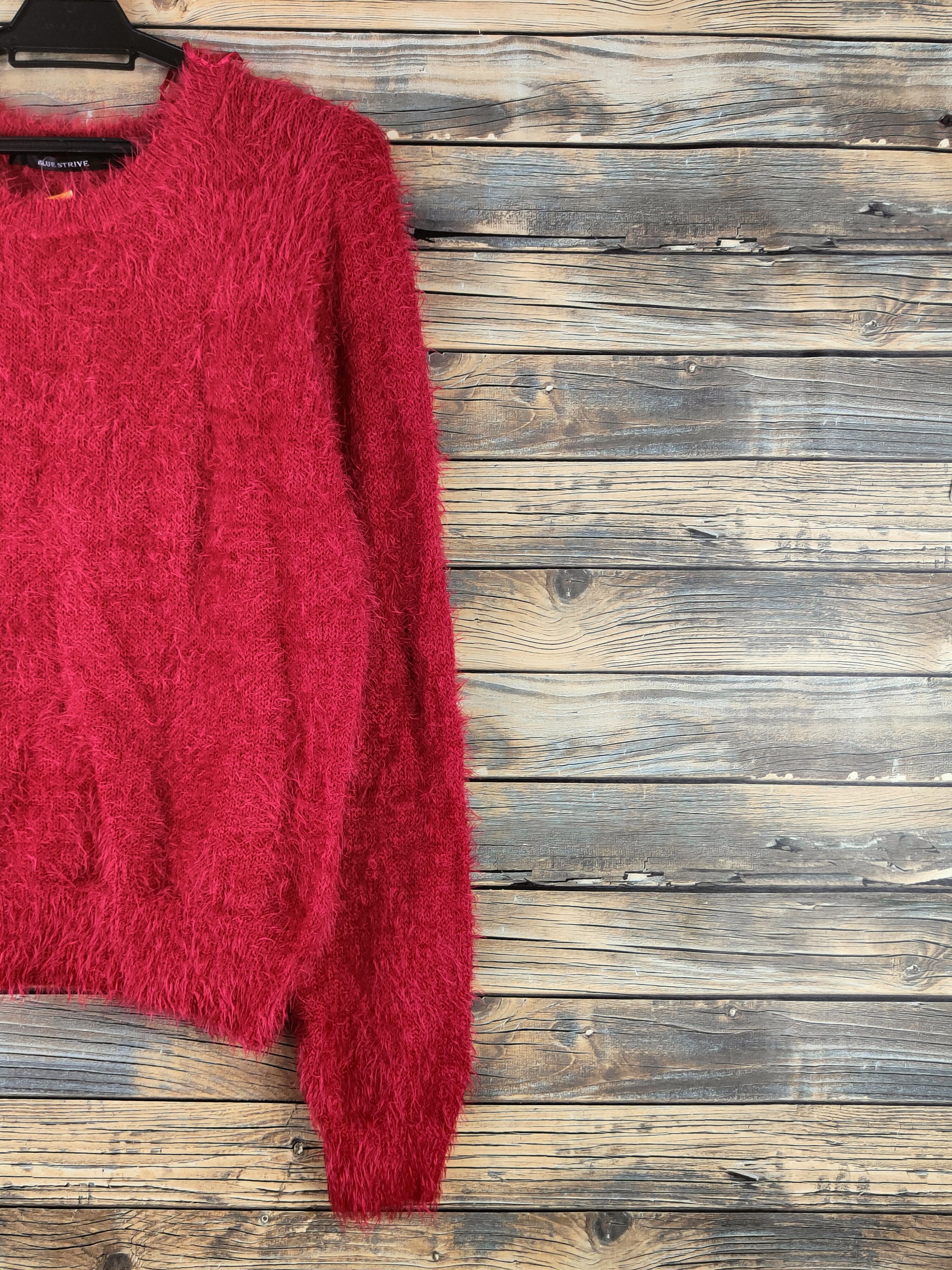 Japanese Brand DL Blue Strive Red Fur Mohair Knitwear #46-439 Size L / US 10 / IT 46 - 5 Thumbnail