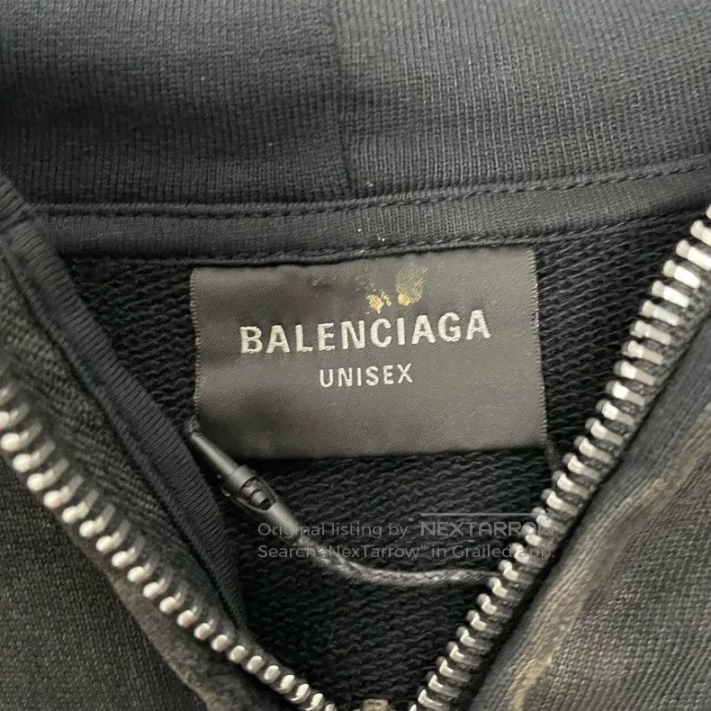 Balenciaga Distressed Zip-Up Hooded Sweatshirt Jacket