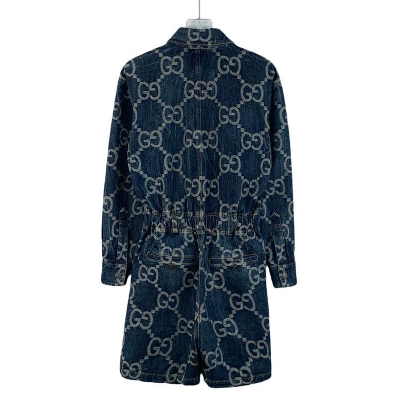 Gucci Gucci Blue logo jacquard full-print cotton lapel long-slee Size 25" / US 0 / IT 36 - 2 Thumbnail