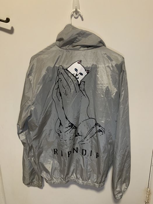 Rip N Dip Ripndip Windbreaker Jacket Size Medium Grey With Hood Grailed