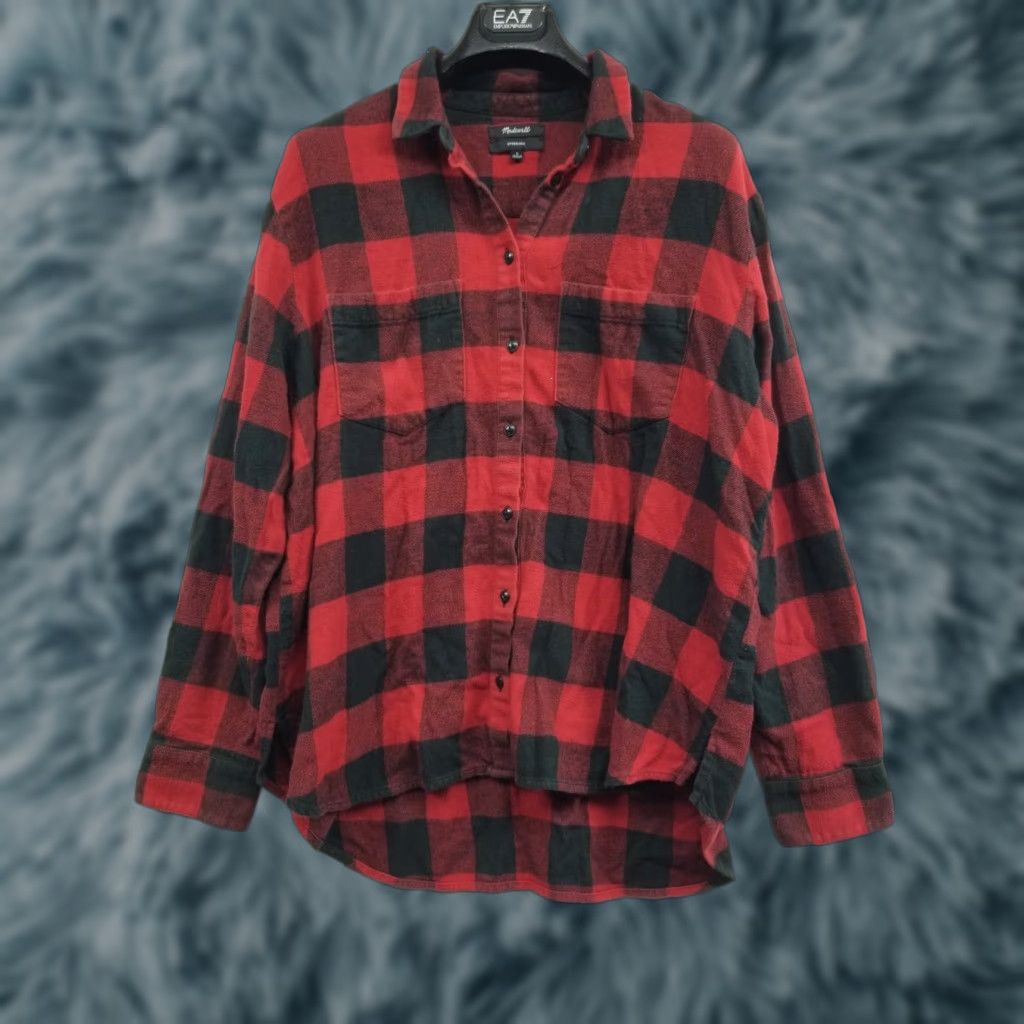 Madewell Madewell Shirt Womens Large Oversized Red Black Plaid Button Up Ladies Size L / US 10 / IT 46 - 1 Thumbnail