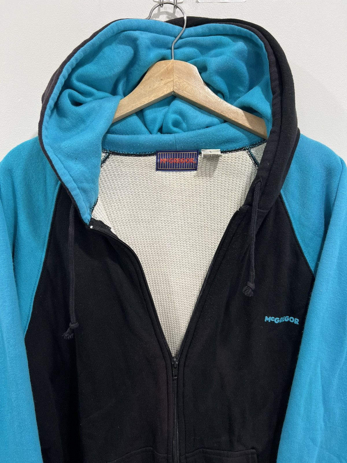 Vintage Vtg McGregor Hoodie Thermal Lined Sweater zip up two tone Size US L / EU 52-54 / 3 - 2 Thumbnail