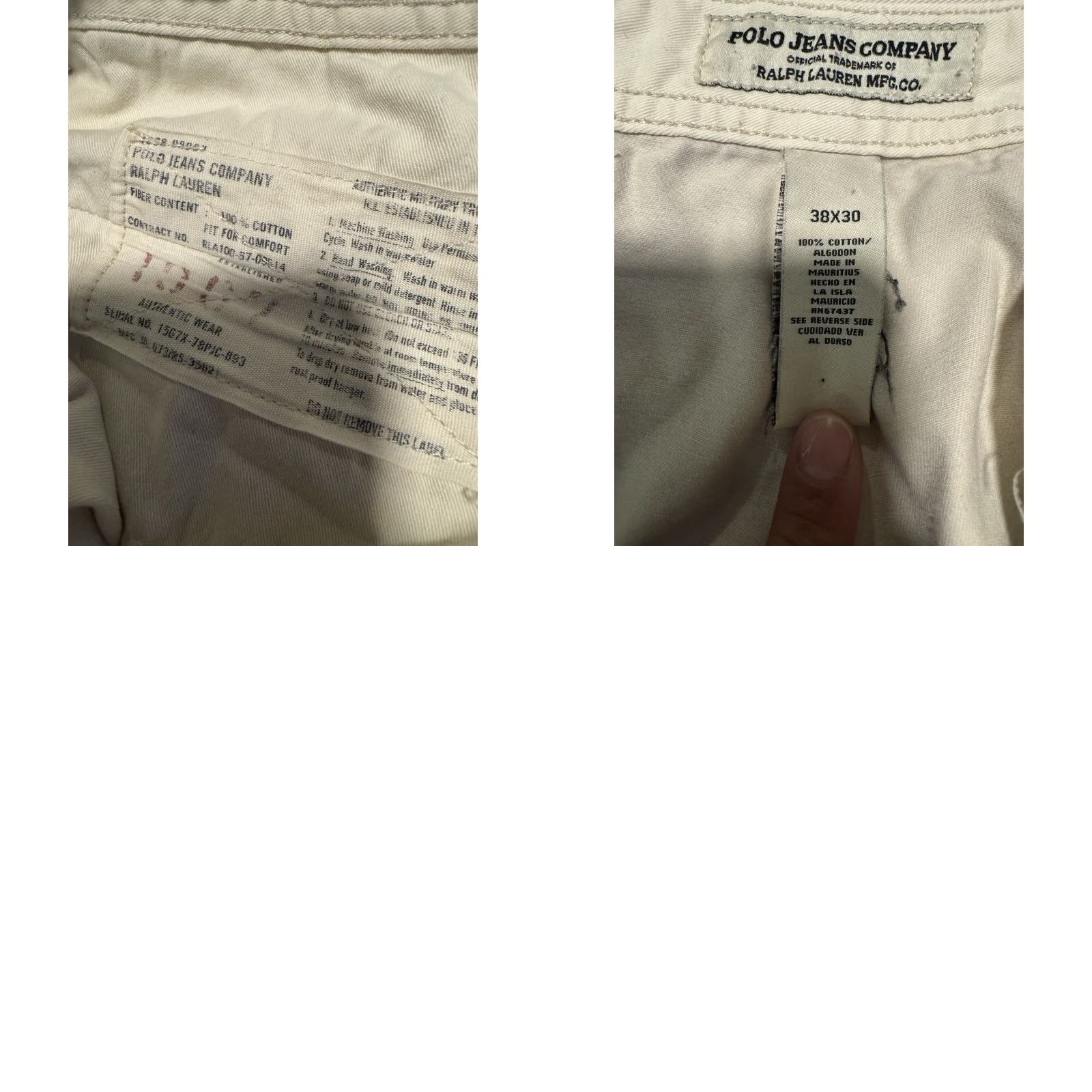 Polo Ralph Lauren VINTAGE Polo Jeans Co Ralph Lauren Cargo Pants Mens 38x30 White Military Surplus Cargo Pants / Workwear / 90s / Army / Outdoors Mens White Cotton Size US M / EU 48-50 / 2 - 11 Thumbnail