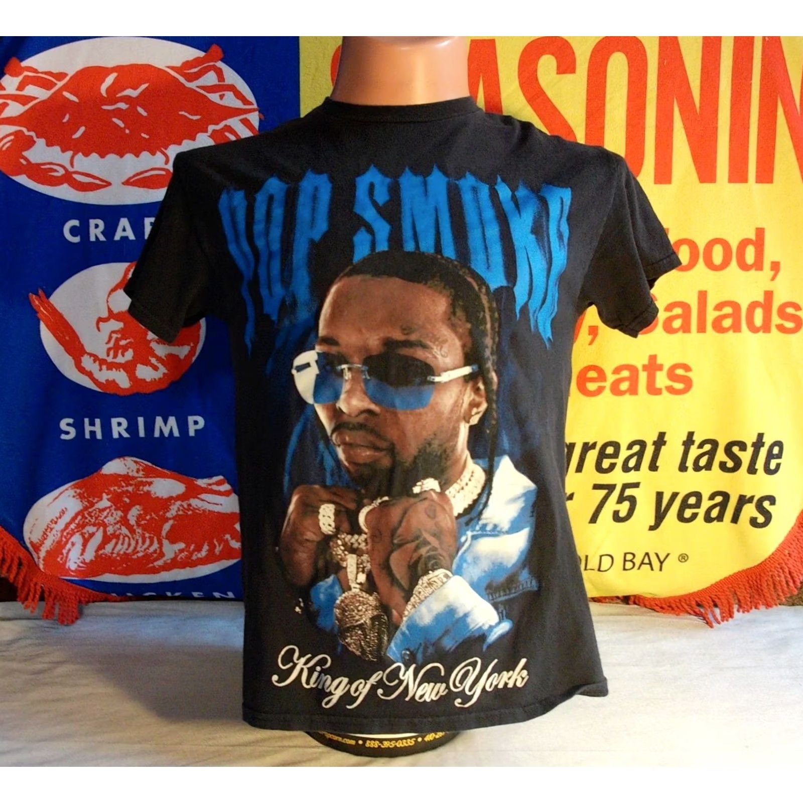 Vintage Pop Smoke King of New York t shirt Mens M Black Cotton Graphic Print Hip Hop NYC 2010s VINTAGE Size US M / EU 48-50 / 2 - 2 Thumbnail