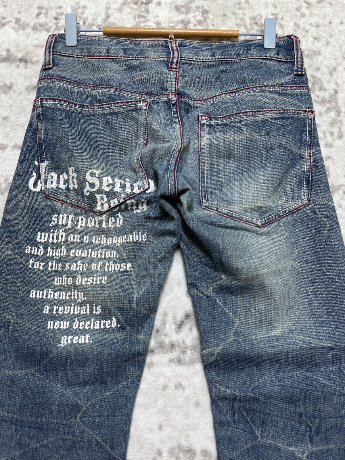 Hysteric Glamour Jack Serika Poem Print Denim Crack Wash Visual Kei Archive Size US 29 - 9 Thumbnail