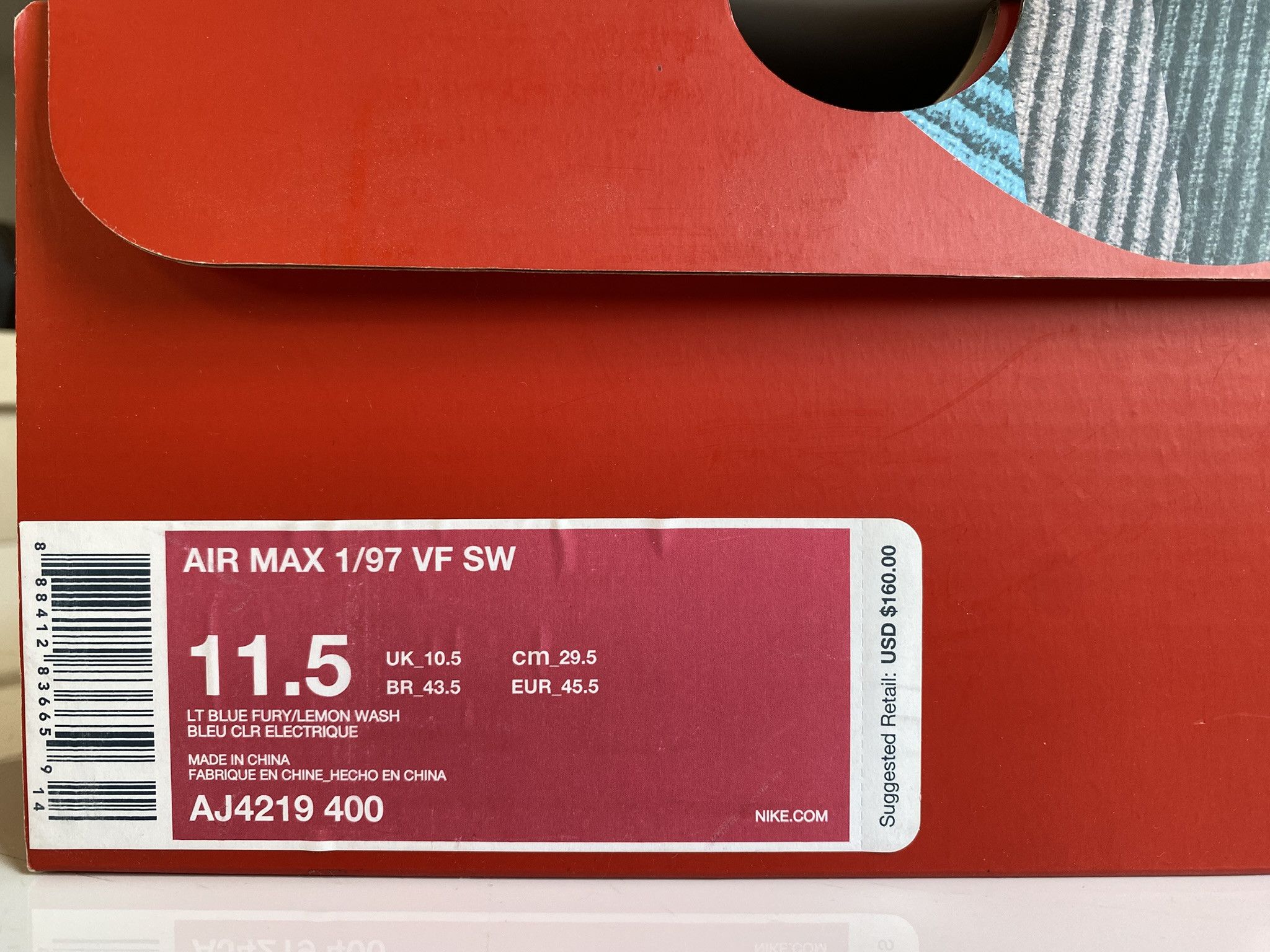 Nike Air Max 1/97 VF SW Size US 11.5 / EU 44-45 - 2 Thumbnail