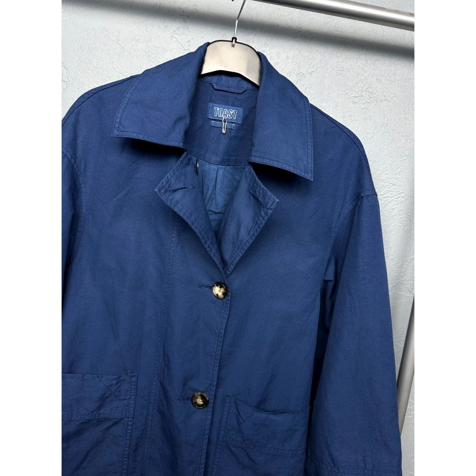 Vintage Toast Jacket Womens XS Blue Cotton Linen Trench Coat Size Size XS / US 0-2 / IT 36-38 - 2 Thumbnail