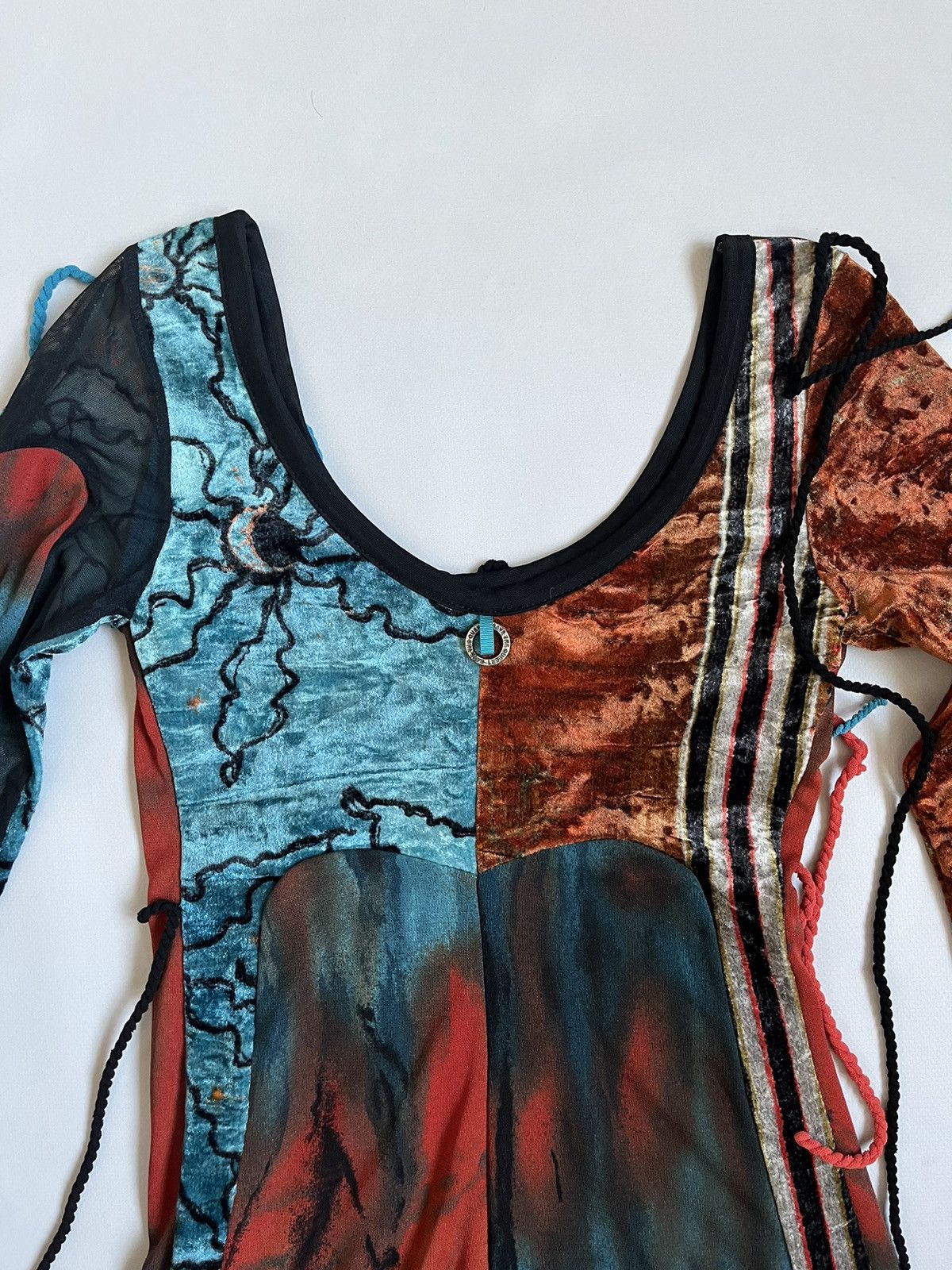 Jean Paul Gaultier Save The Queen Asymmetrical Mesh Polyamide Multicolor Dress Size S / US 4 / IT 40 - 17 Thumbnail