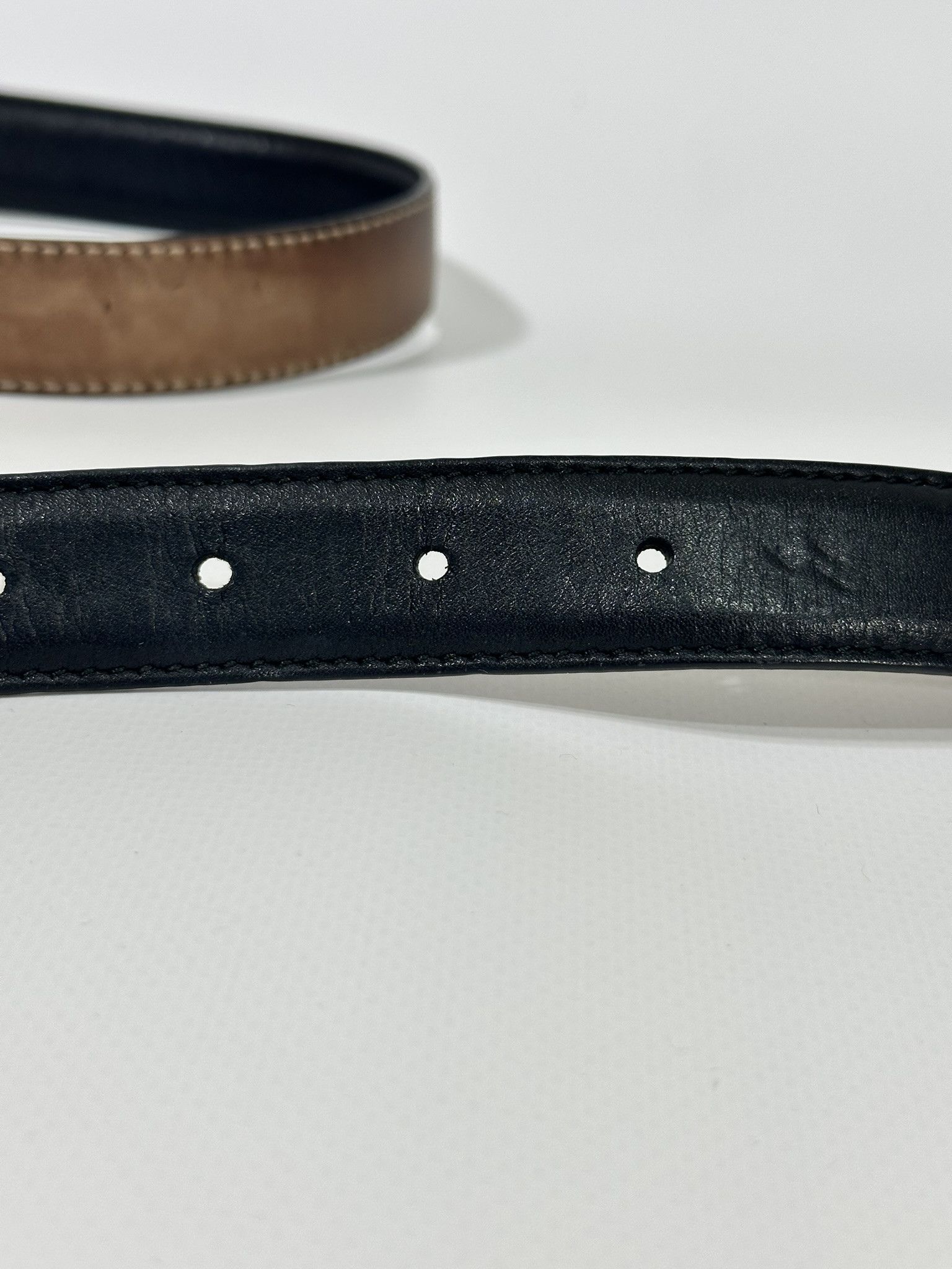 Gucci Gucci Thin Belt Black Leather Interlocking G Buckle Size ONE SIZE - 8 Thumbnail