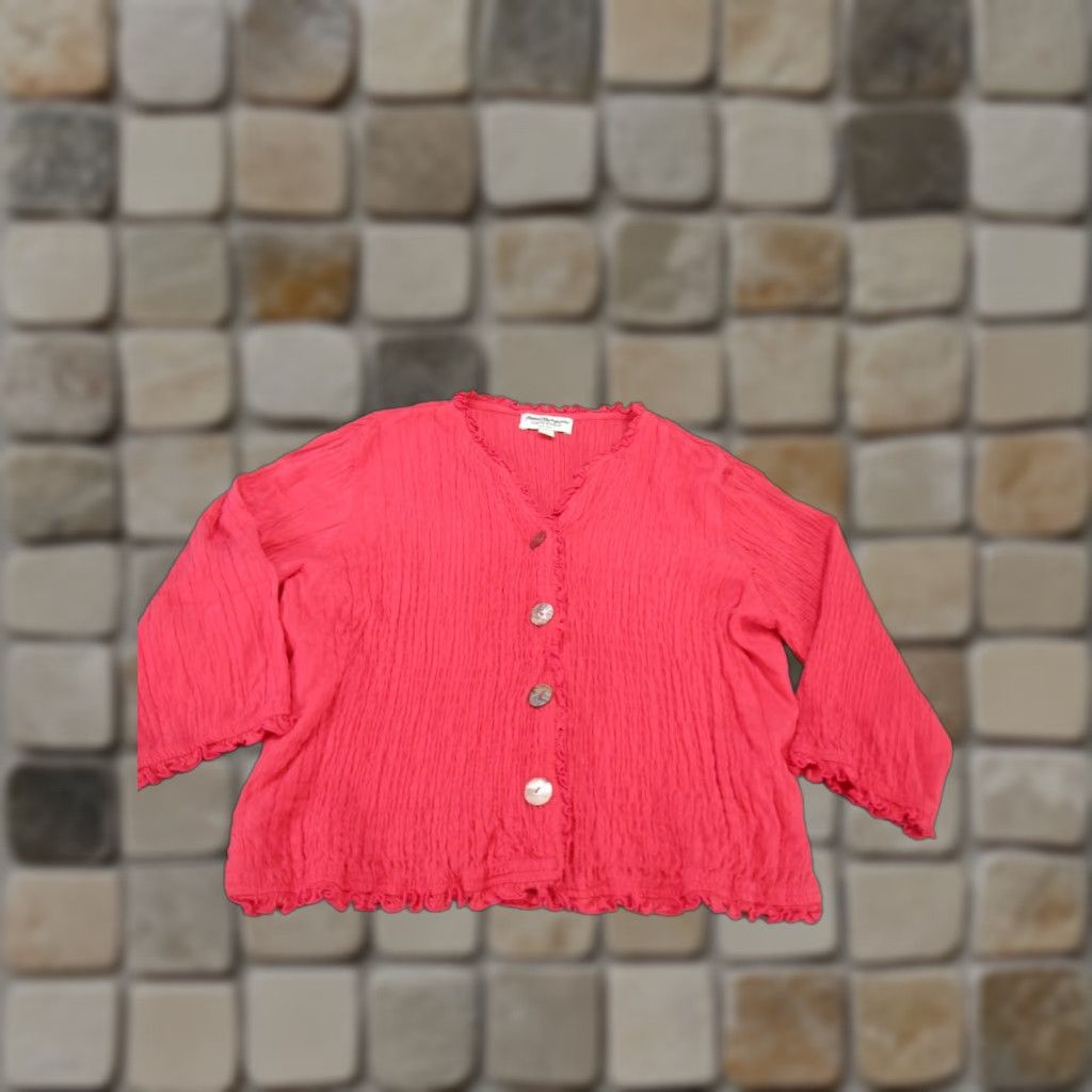 Jim Thompson VINTAGE Norm Thompson Shirt Womens Small Pink Button Front Blouse Size S / US 4 / IT 40 - 1 Thumbnail