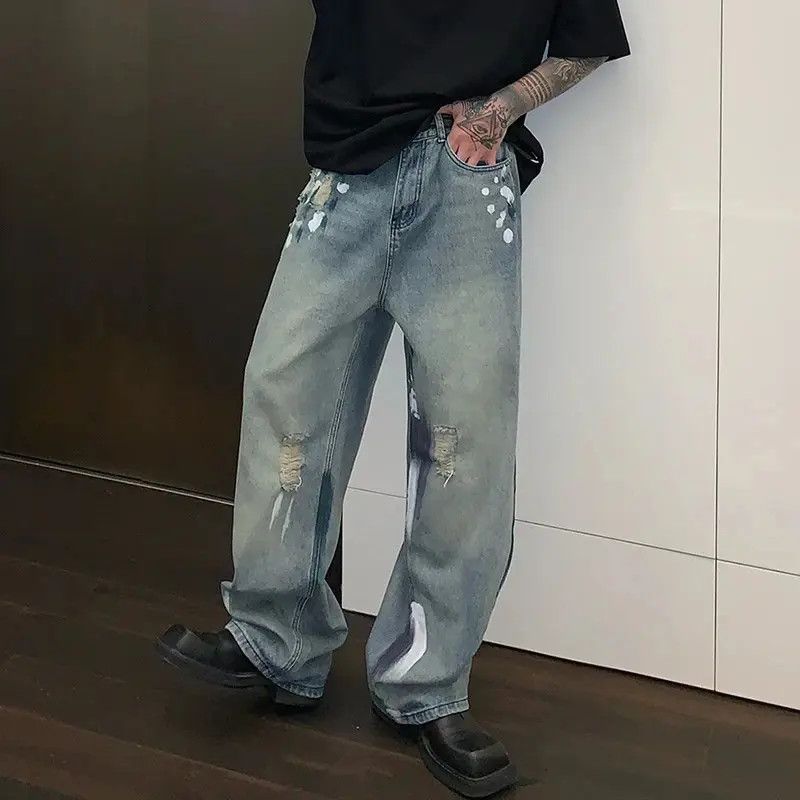 Japanese Brand × Vintage Niche Streetwear Straight Graffiti Jeans Size US 31 - 3 Thumbnail