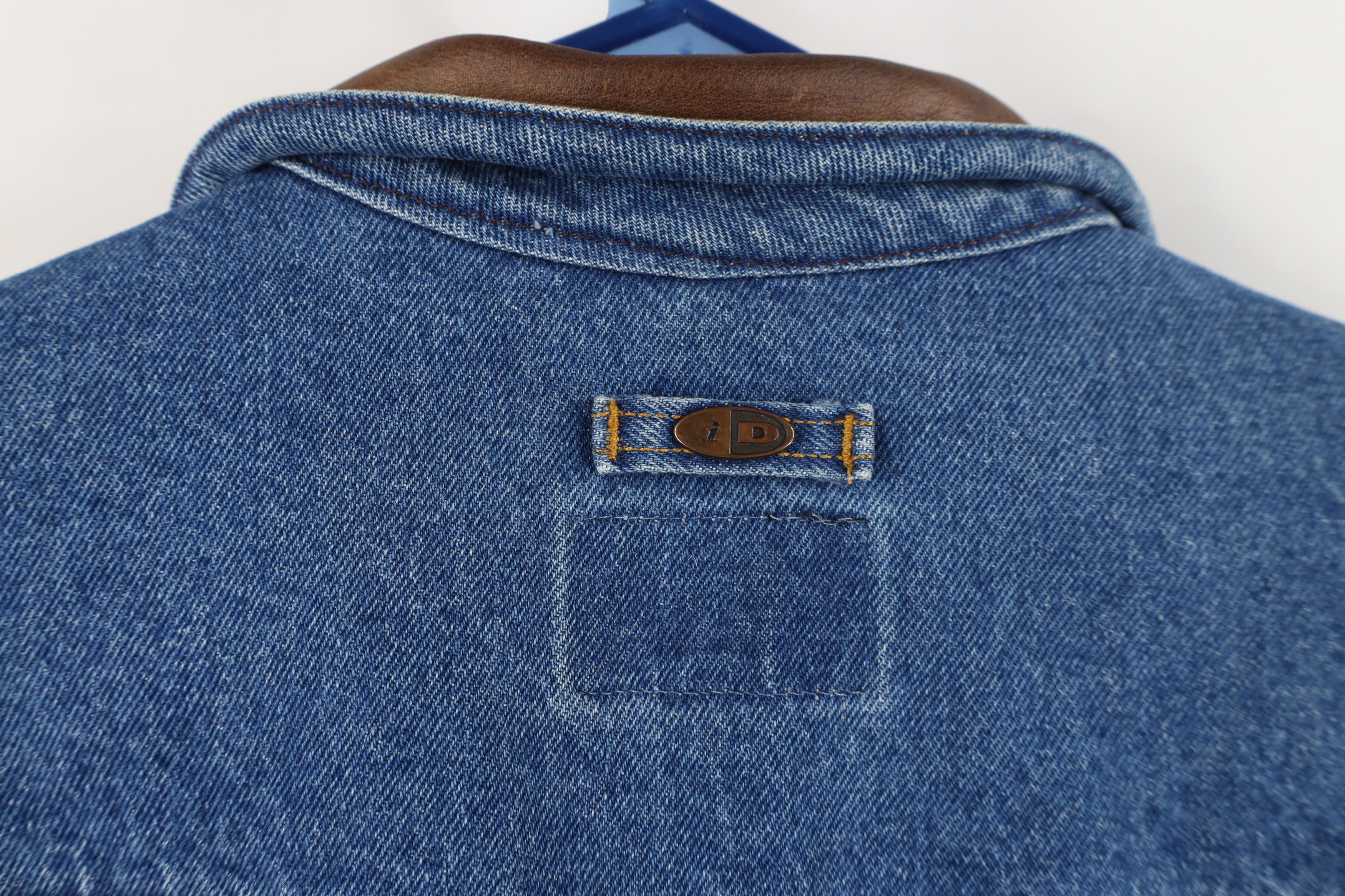 Vintage Vintage 90s Streetwear Leather Collar Denim Trucker Jacket Size US L / EU 52-54 / 3 - 13 Thumbnail