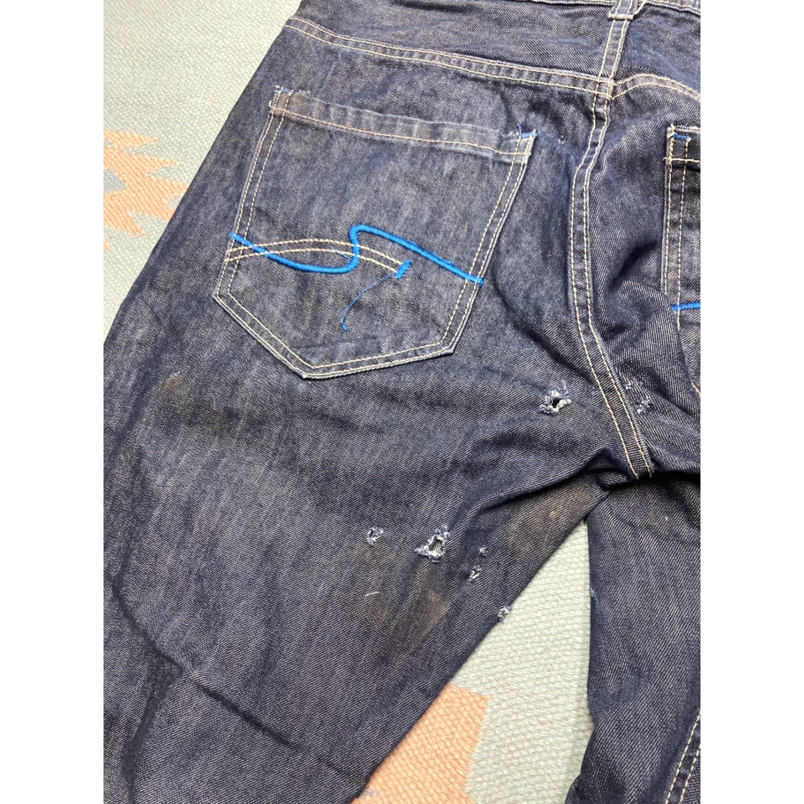 Enyce VINTAGE enyce Jeans Grunge Embroidered Wide-Leg Distressed Baggy 34x33 Men Blue Size US 34 / EU 50 - 7 Thumbnail