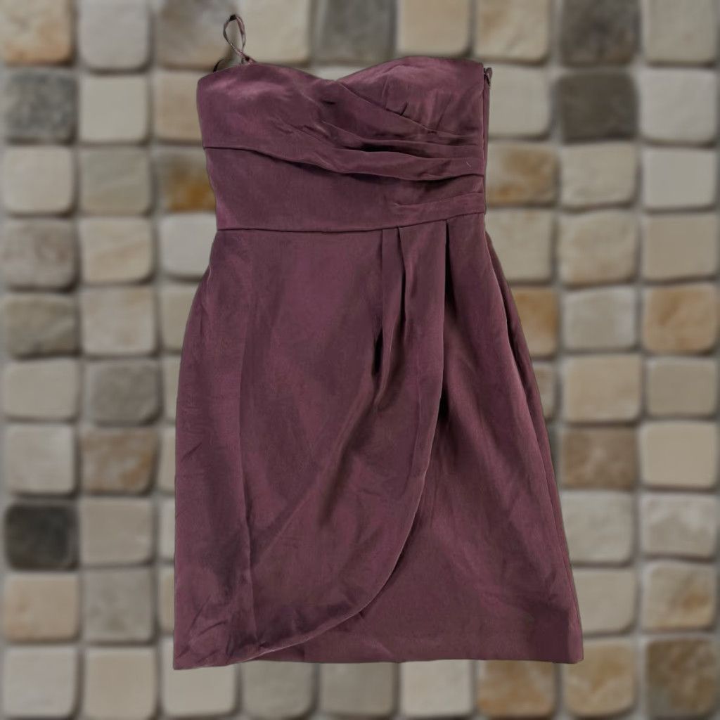Vintage VINTAGE Ann Taylor Dress Womens 4 Burgundy Blouson New Size S / US 4 / IT 40 - 1 Thumbnail